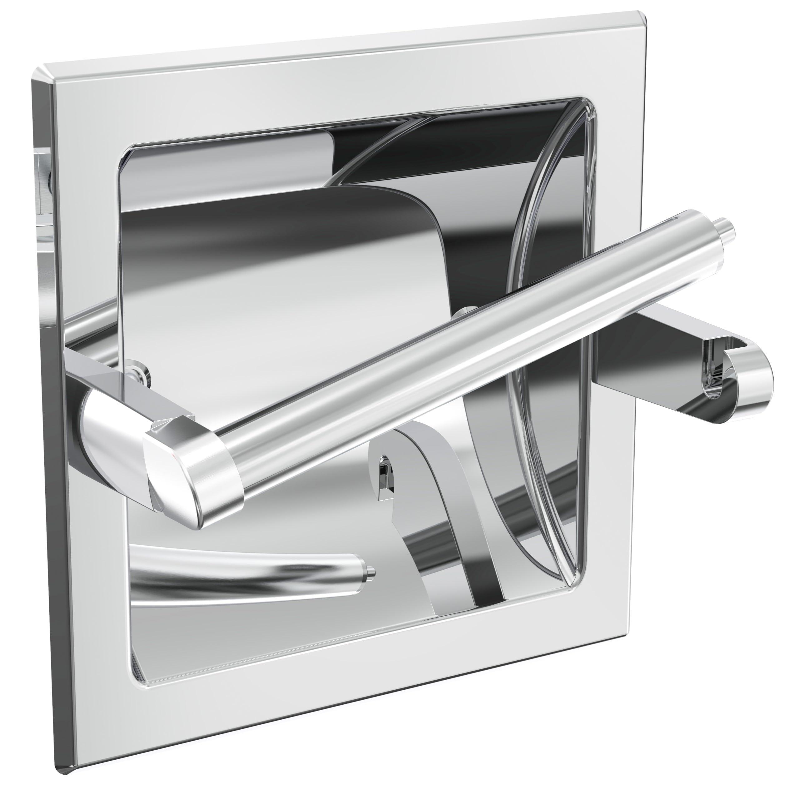 WZKALY Polished Chrome Recessed Toilet Paper Holder, Bathroom Wall Mount Recessed Pivoting Toilet Tissue Roll Paper Holder Include Rear Mounting Bracket