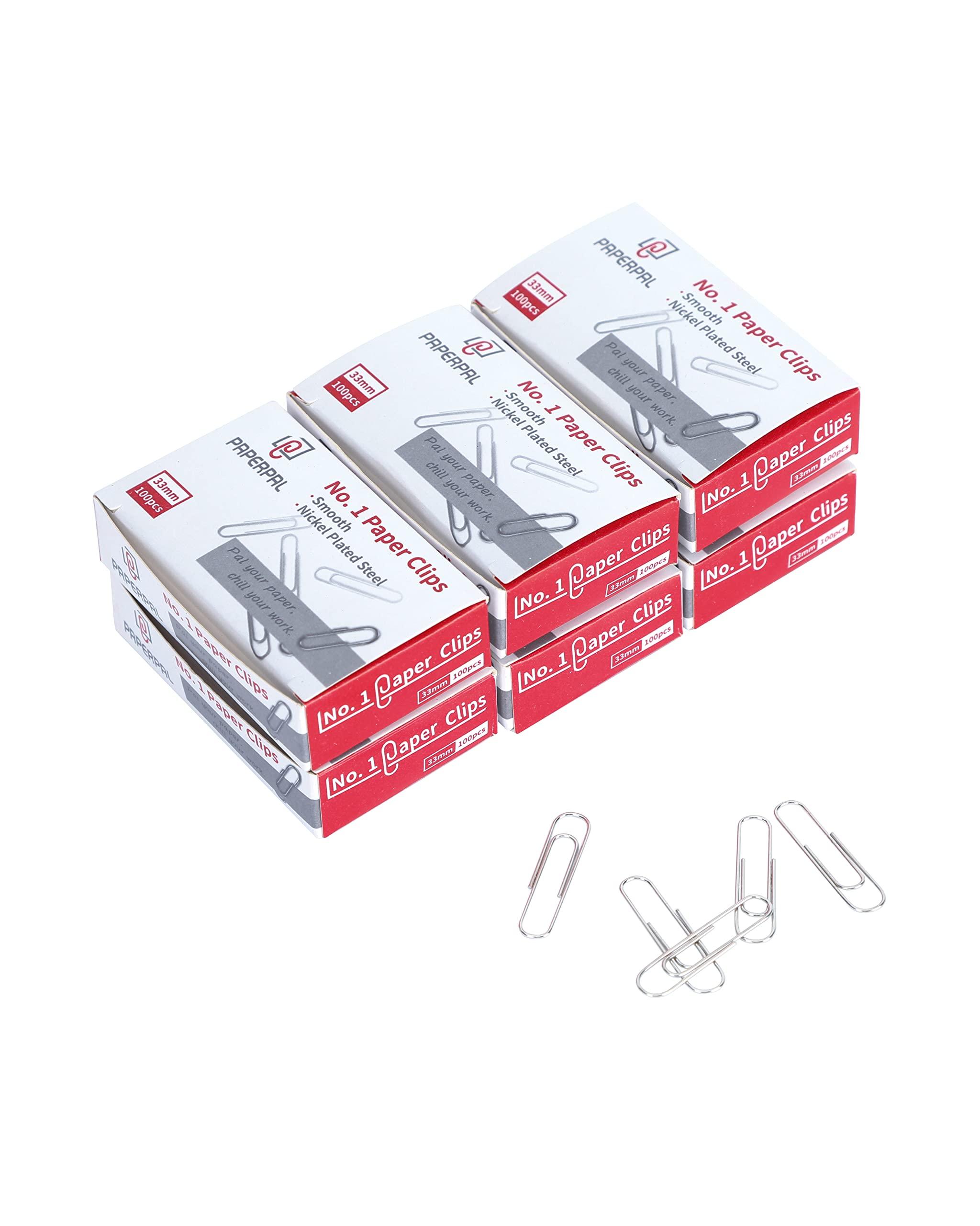 PAPERPAL #1 Smooth Paper Clips, 600 Medium Paper Clips (6 Boxes of 100 Each), Paperclips for Office School & Personal Use, Daily DIY, 1-2/7" Silver Paper Clip Standard Size (No. 1 Paper Clips, Smooth)