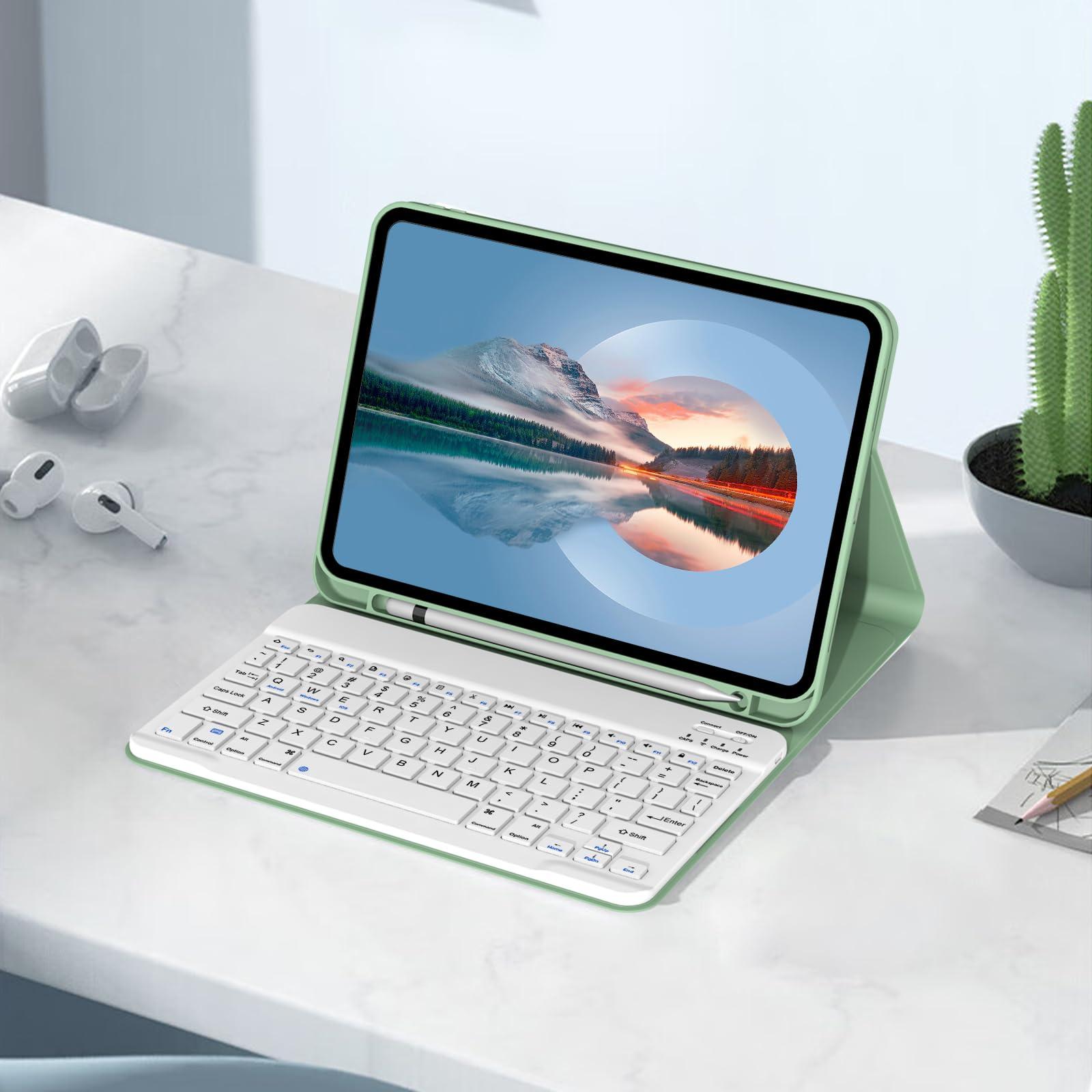 Divufus Keyboard Case for iPad 11th Generation (A16) 2025, for iPad 10th Generation 2022 [Magnetic Detachable Wireless Keyboard][Support 3 System] Folio Case with Pencil Holder, Light Green - Image 8