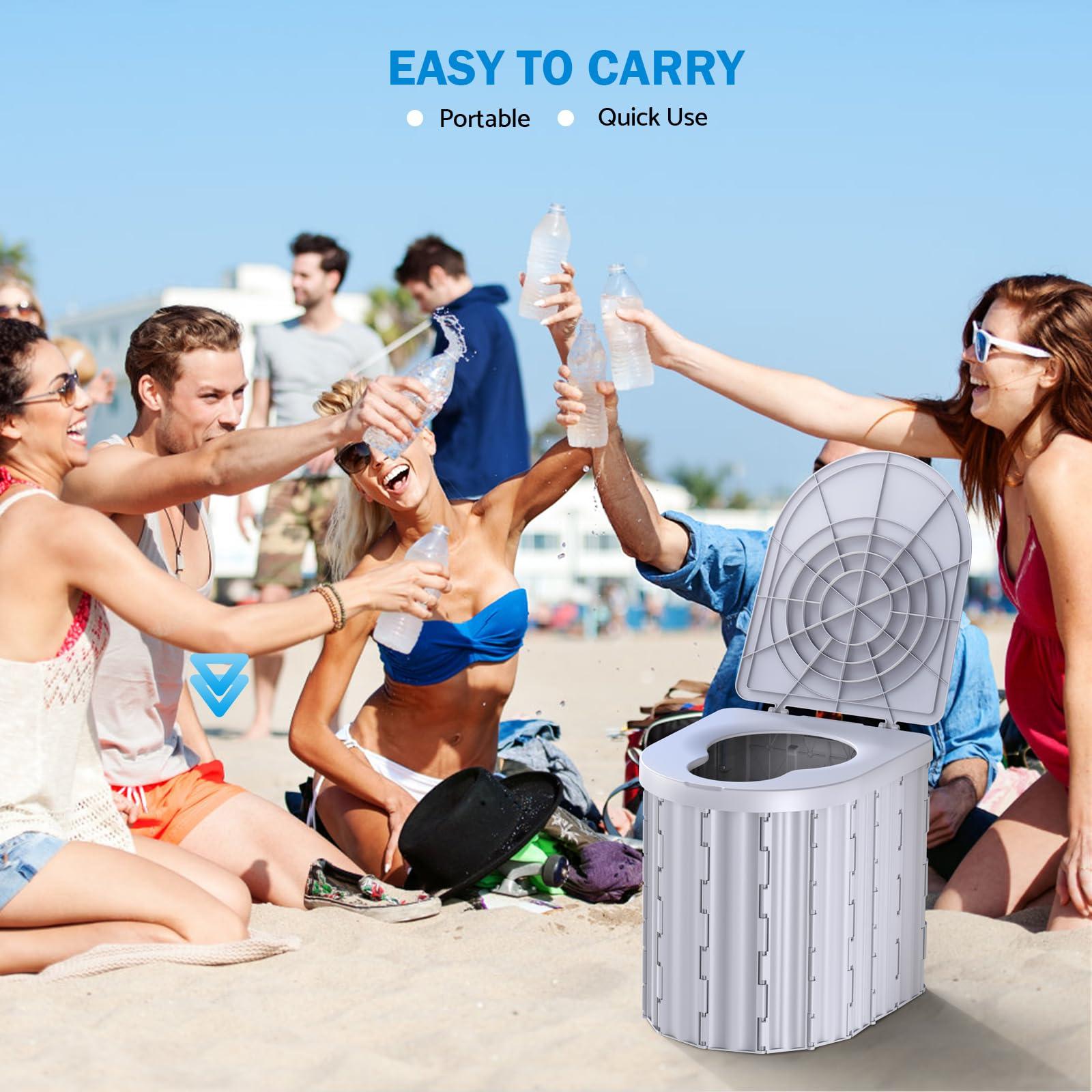 Portable Toilet, Upgraded 15'' toilet With Removable Paper Holder, Camping Toilet With A Load Capacity Of 450 Lbs, Portable Potty for Camping, Hiking, Road Trip, Car, RV, Tent, Beach, Truck Drivers - Image 2