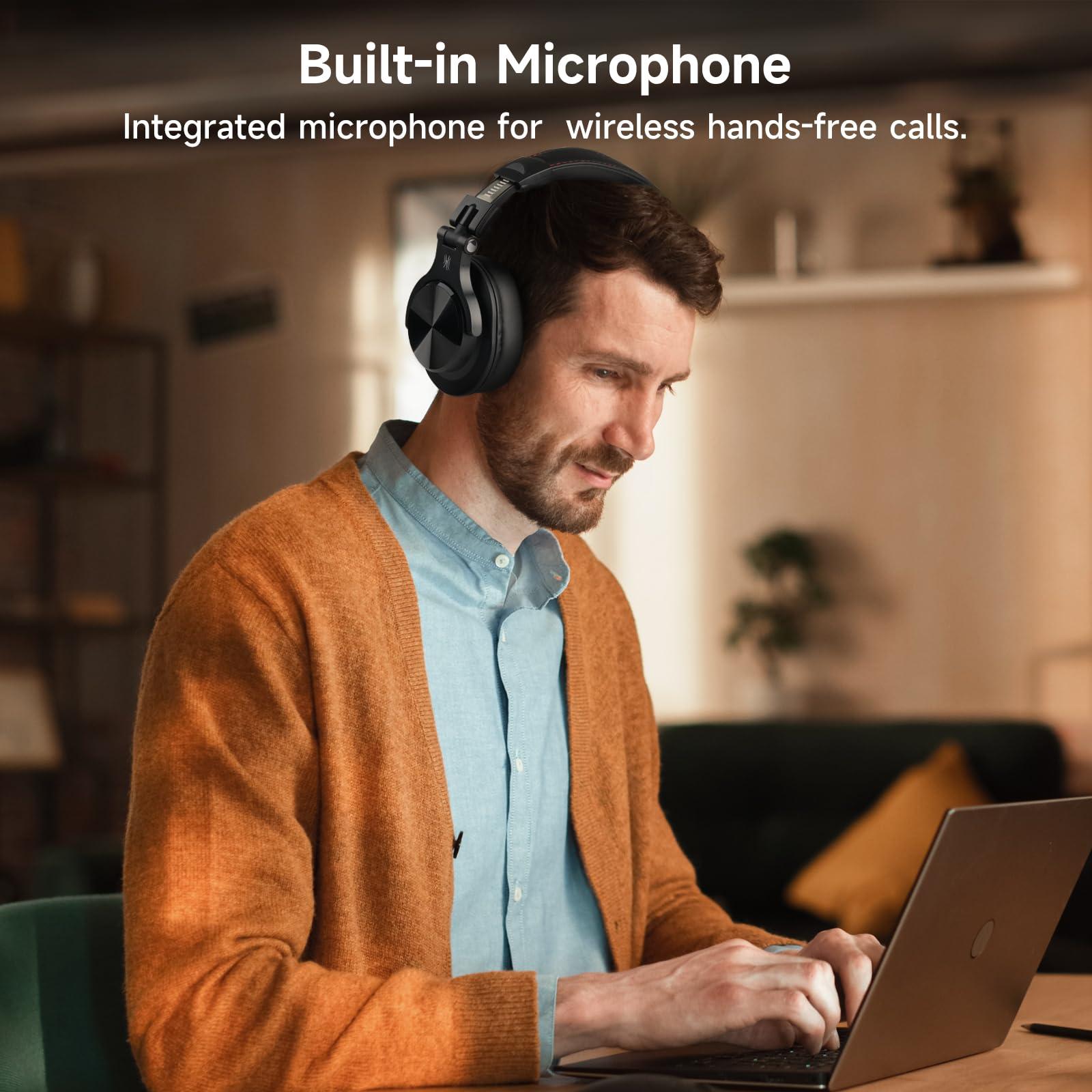 OneOdio A70 Bluetooth Over Ear Headphones, Wireless Headphones with 72H Playtime, Hi-Res, Built-in Mic, 3.5mm/6.35mm Wired Audio Jack for Studio Monitor & Mixing DJ Guitar AMP, Computer Laptop PC - Image 5