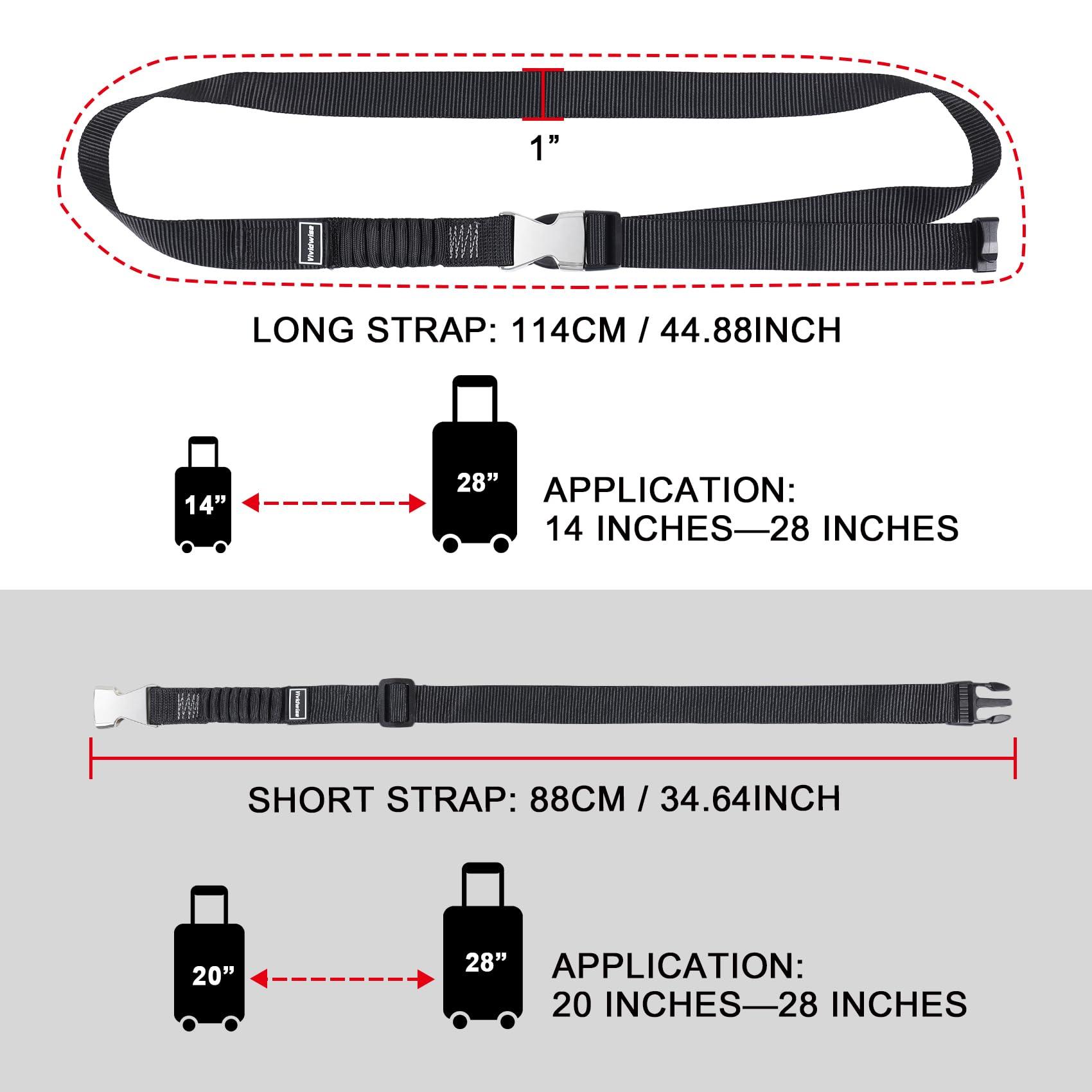 Vividwise Luggage Straps, Stretchable Luggage Connector Straps for Suitcases, Metal Buckle Add A Bag Adjustable Attachment Accessories Belts (Black, Medium) - Image 3