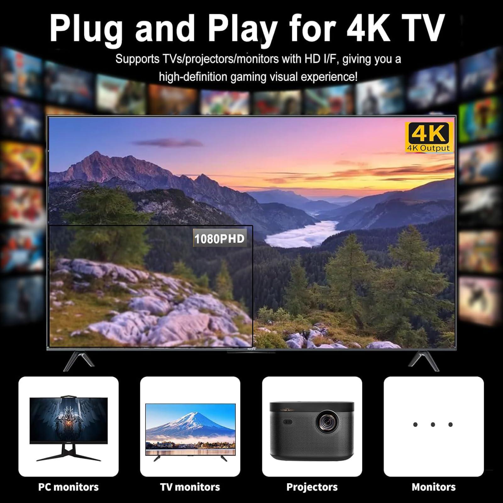 Upgrade Wireless Retro Game Console Stick, ZeroStory Retro Video Game Console Stick Built in 20000+ Games with 15 Emulators, 4K HDMI Output with 2 2.4G Wireless Controllers (64GB Memory Card) - Image 3