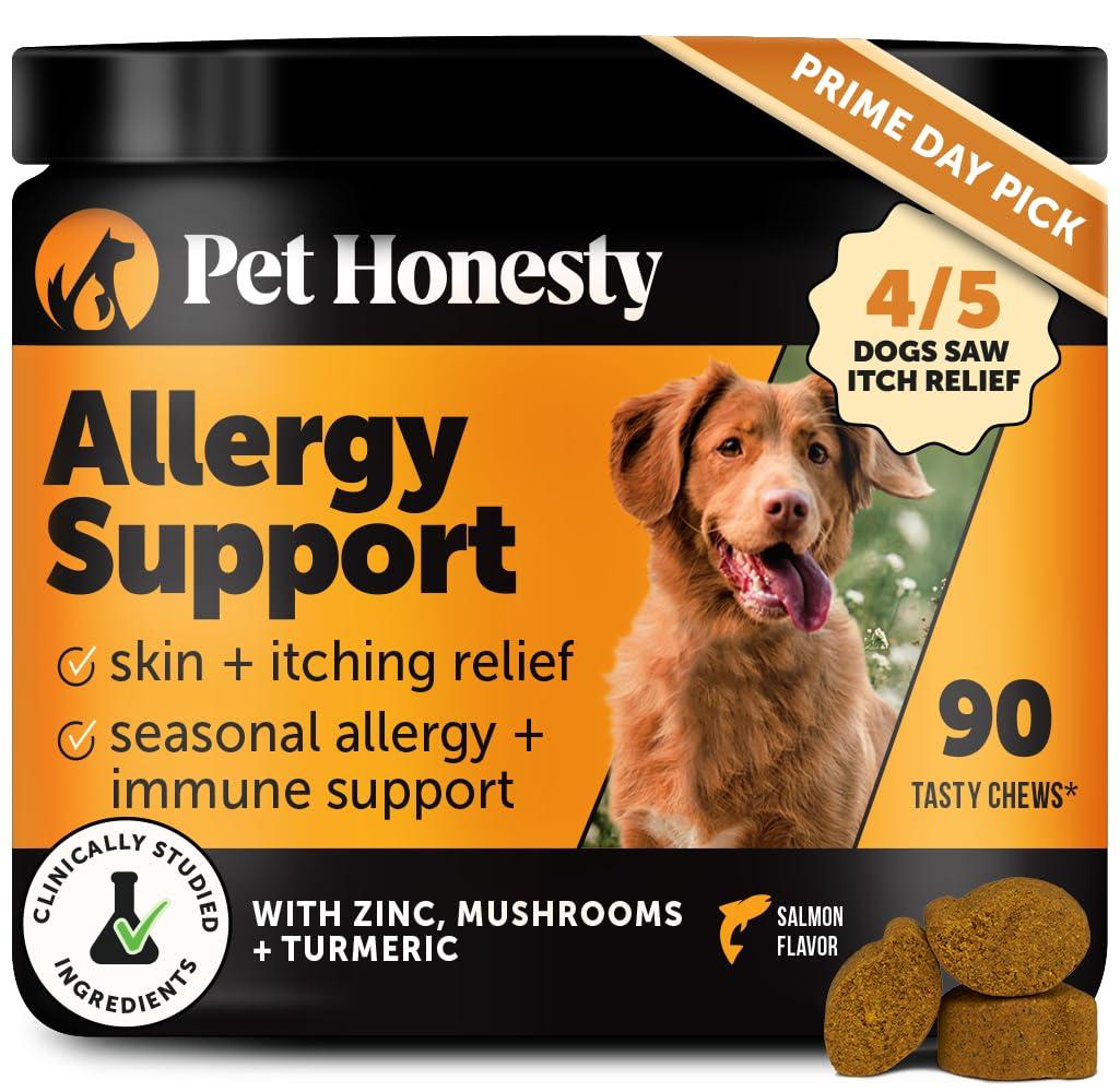 Dog Allergy & Itch Relief - Advanced Itch Supplement with Probiotics for Dogs - Immune Support & Skin Relief for Seasonal Allergies - Natural Itchy Skin & Paw Relief - (Salmon, 90 Ct)