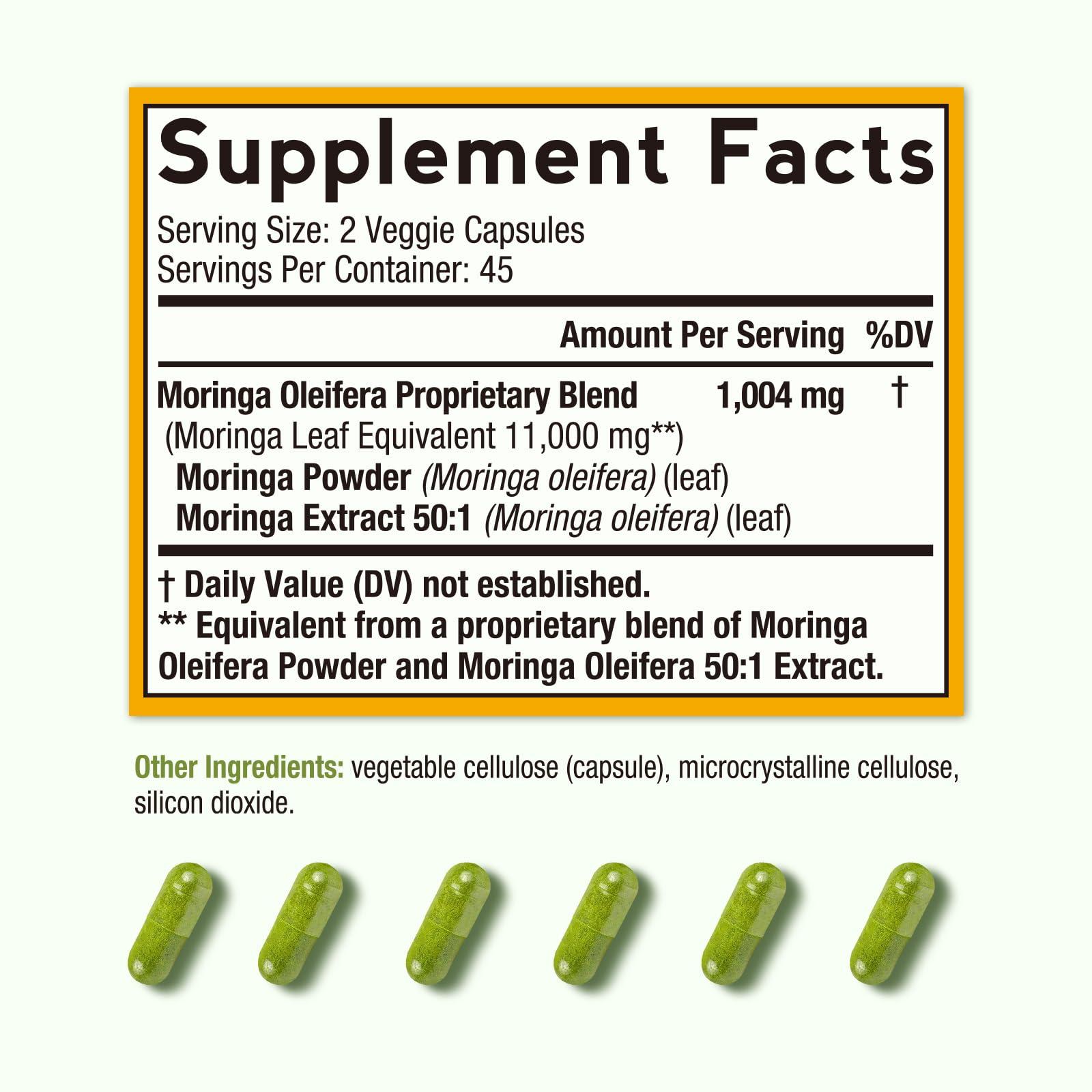Doctor's Recipes Moringa 11,000 mg Strength, Complete Green Superfood, Natural Antioxidant Support, Non-GMO, 90 Vegan Caps, No Caffeine Soy Gluten - Image 2