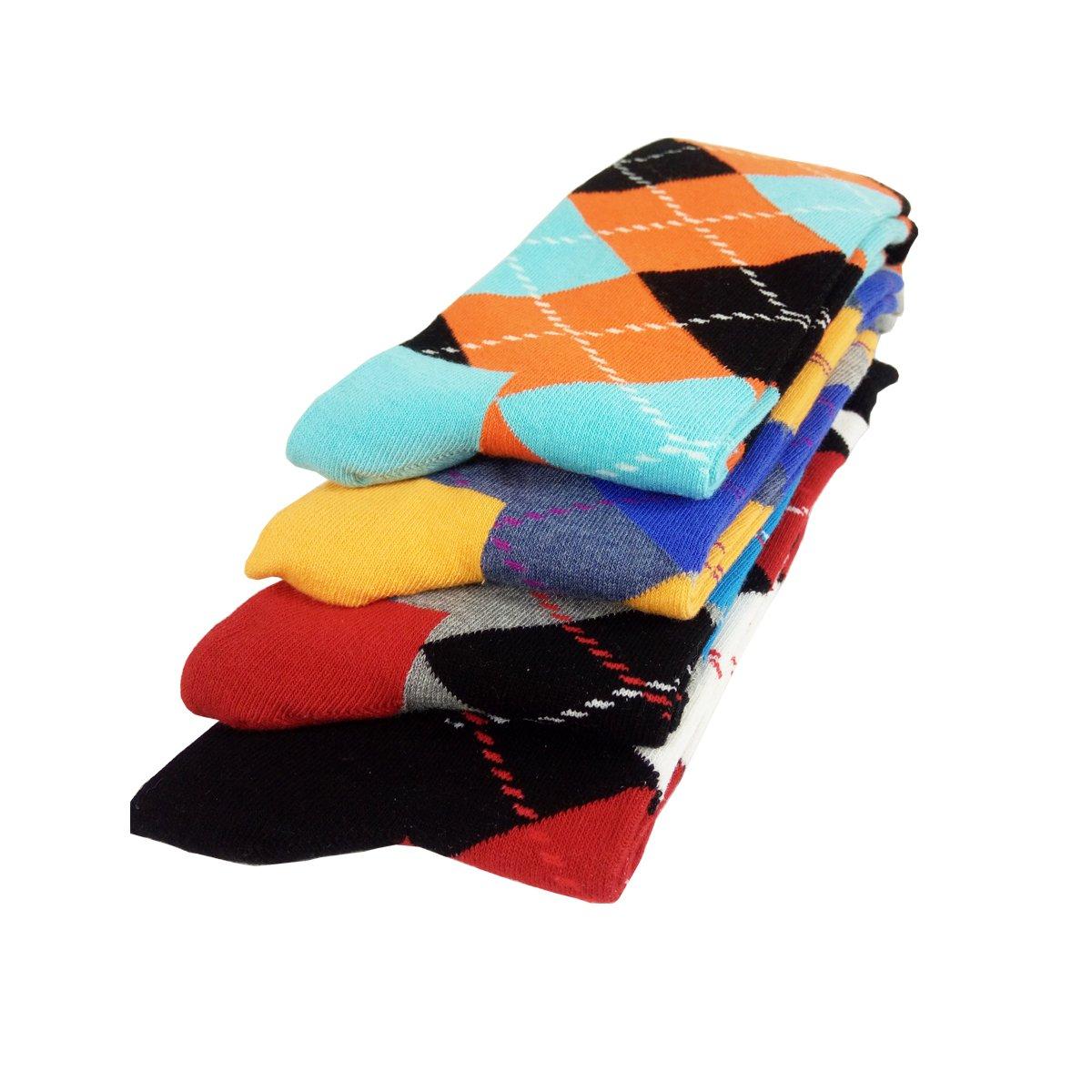 HSELL Funny Mens Colorful Dress Socks Crazy Design Argyle Striped Funky Pattern Cotton Socks for Men Gfits - Image 5