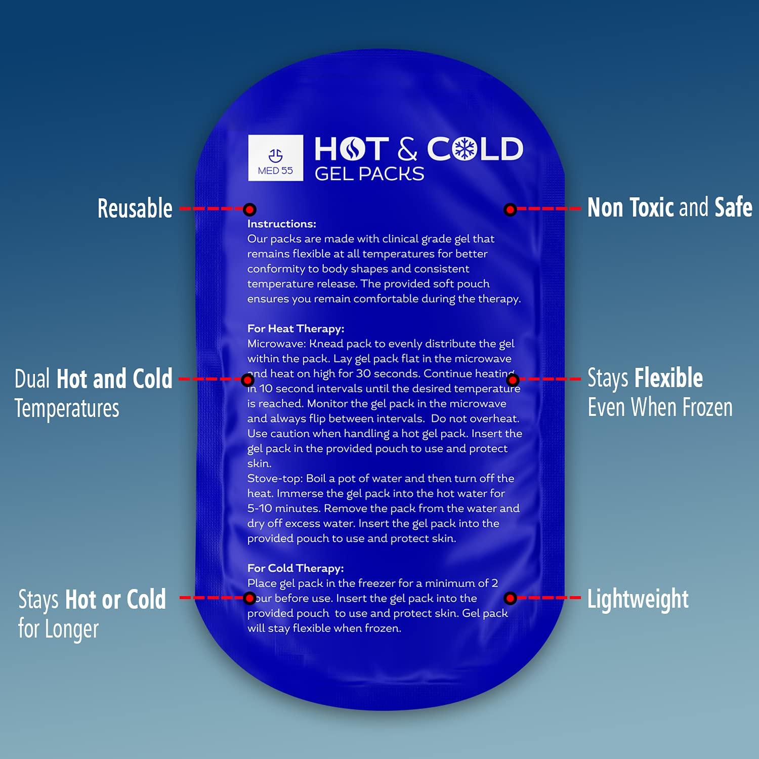 Gel Ice Pack for Injuries | Hot & Cold Compress Flexible Soft Reusable 2 Gel Packs + 2 Adjustable Wraps for Shoulder, Elbow, Back, Hip, Knee Pain Relief Therapy for Swelling & Bruising - Image 7