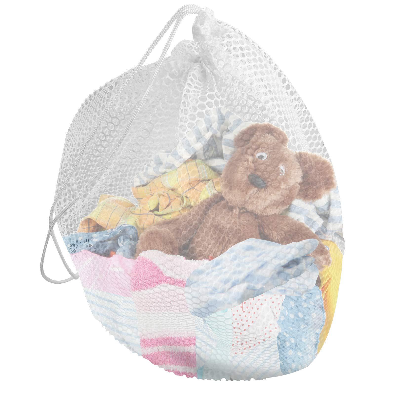 FIMOOR 4PCS Mesh Laundry Wash Bag White Drawstring Washing Machine Bag,Large Size 20×24inch for Clothes, Beddings,Curtain,Tablecloth