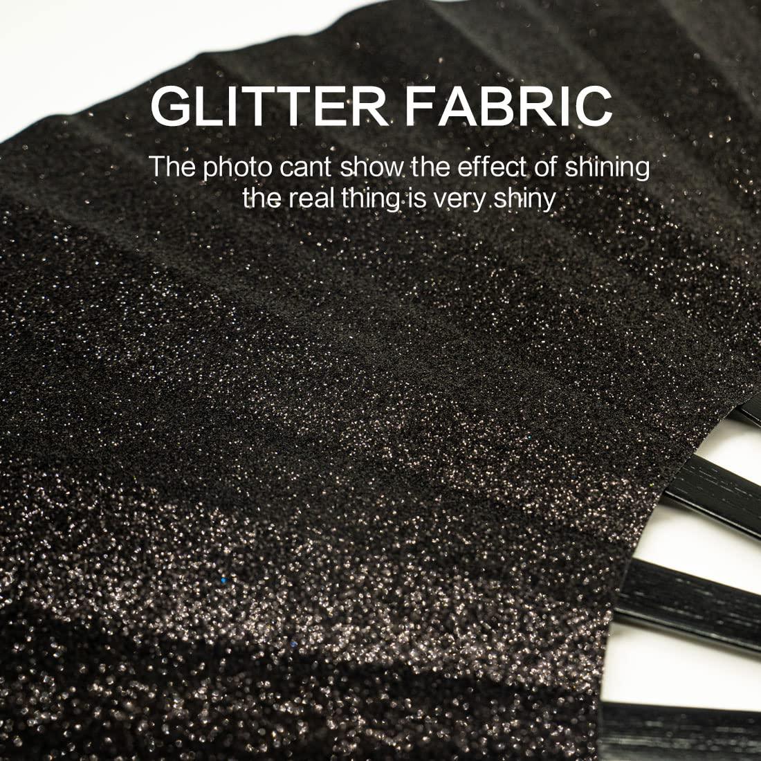 Raveahem Glitter Large Rave Folding Clack Hand Fan with holster for men/women Handheld Fan for EDM,Festival,Club,Party,Dance (Blk) - Image 3