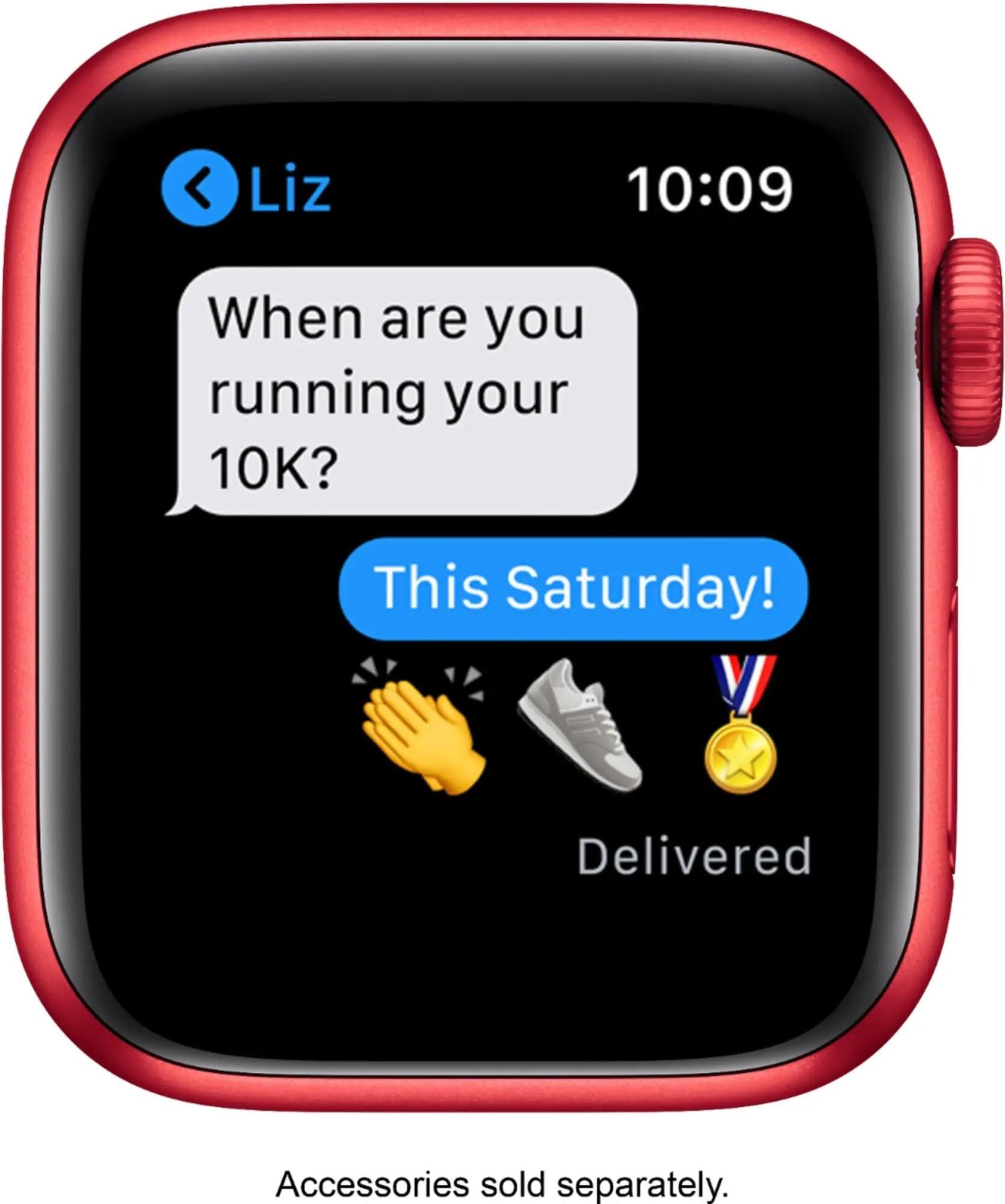 Apple Watch Series 6 (GPS, 44mm) - Red Aluminum Case with Red Sport Band (Renewed) - Image 4