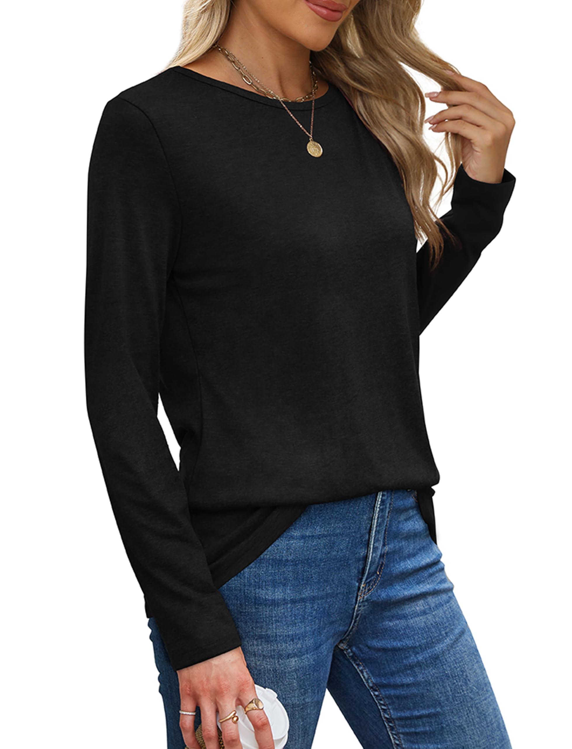 XIEERDUO Long Sleeve Shirts for Women Casual Crew Neck Basic Fall Tops Loose Fit Comfy - Image 3