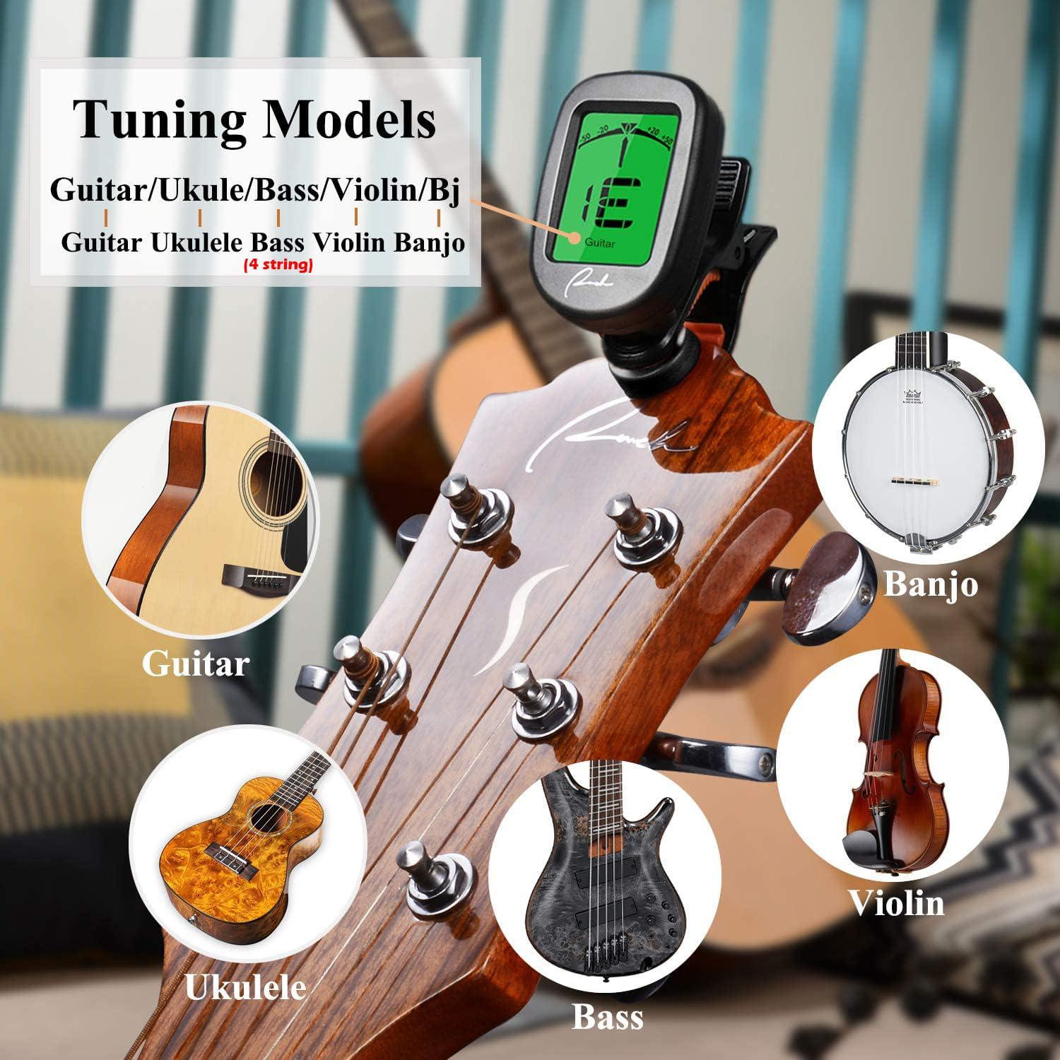Ranch Guitar Tuner Clip On for Acoustic/Electric Guitar, Ukulele, Violin, Bass, Banjo and Chromatic Tuning Modes - Classical Black - Image 2
