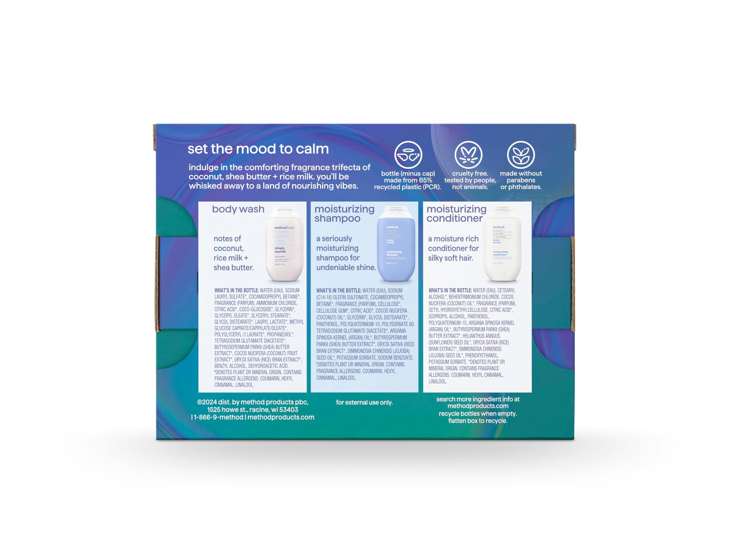 Method Body Wash and Hair Care Gift Set, Simply Nourish, 3.4 oz Travel Size Bottles - Image 2
