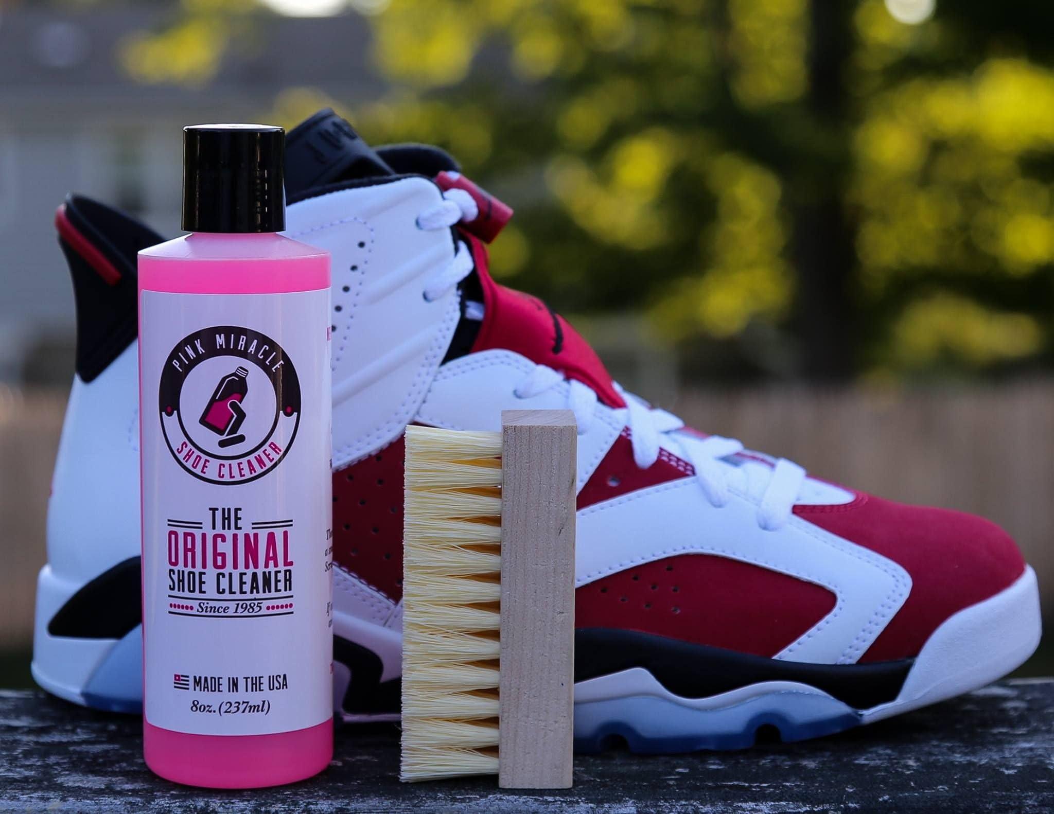 Pink Miracle Shoe Cleaner Kit with Bottle and Brush For Fabric Cleaner For Leather, Whites, Suede and Nubuck Sneakers - Image 7