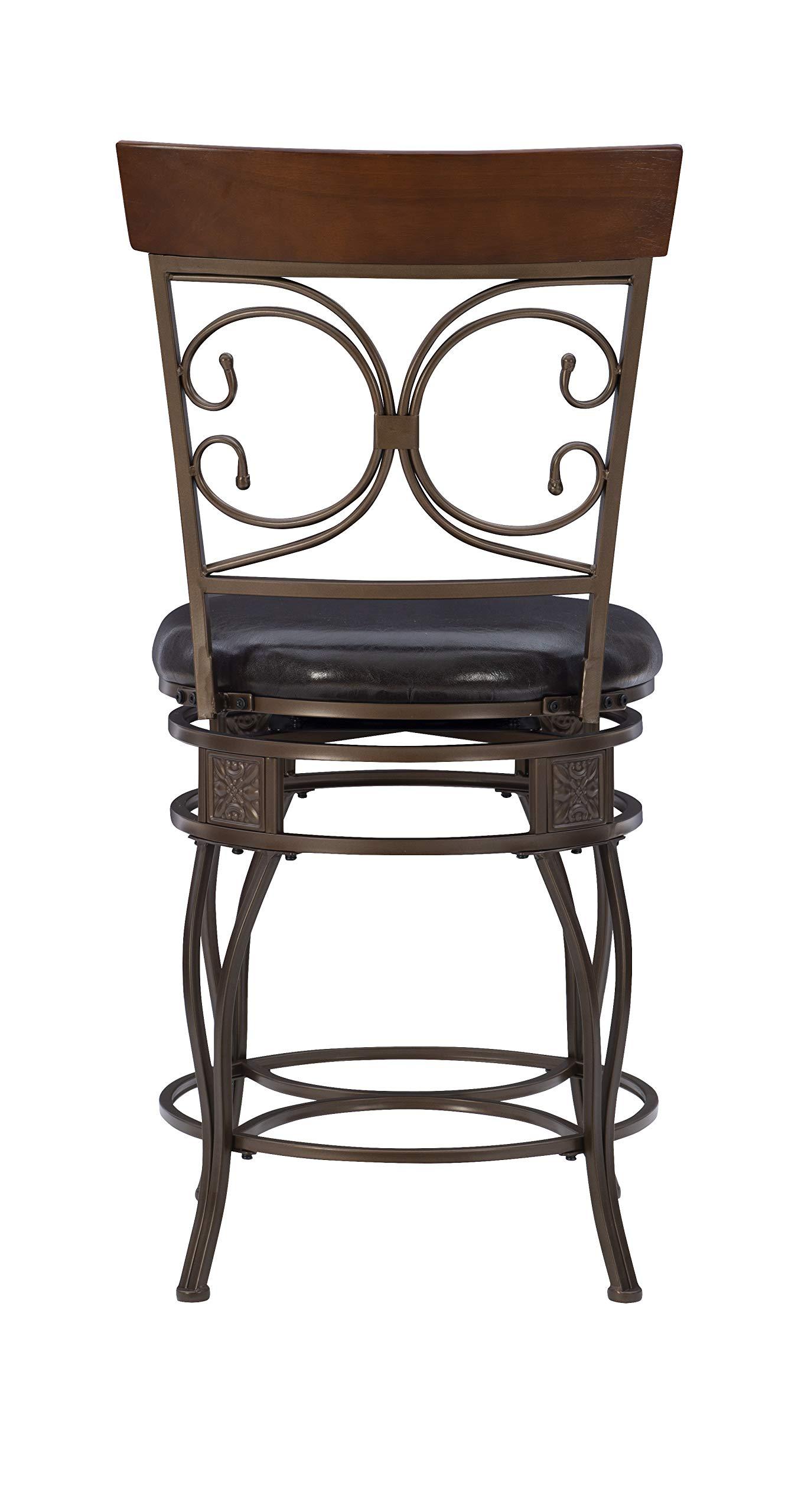 Powell Big and Tall Back Scroll Stool, Counter Height, Dark Bronze/Brown - Image 13