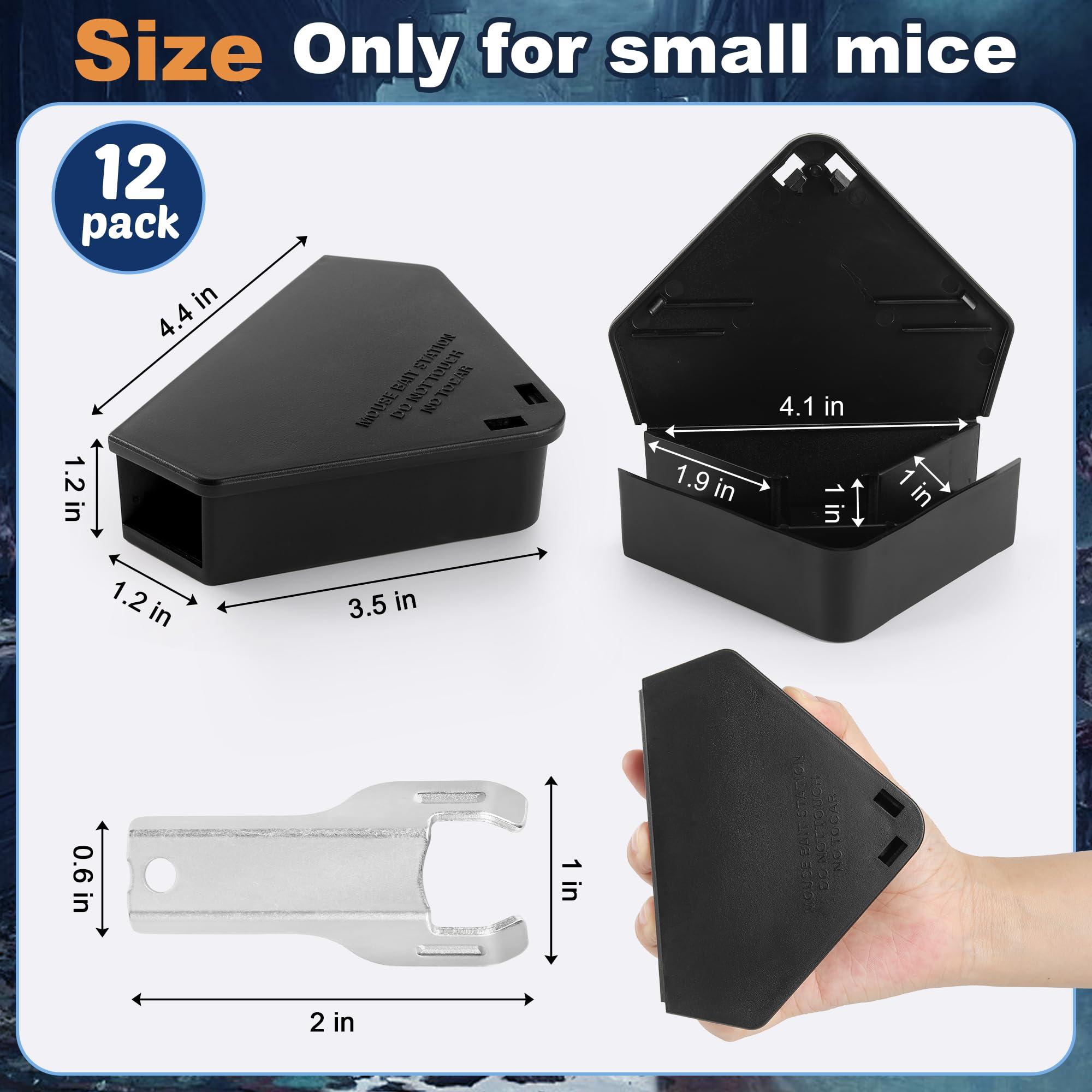 12 Pack Mouse Bait Station with Keys - Outdoor Refillable Mouse Bait Station Reusable Mice Small Rats Poisoning Station Box for Indoor Outdoor Kitchen Garage, Safe for Kids and Pets - Image 2