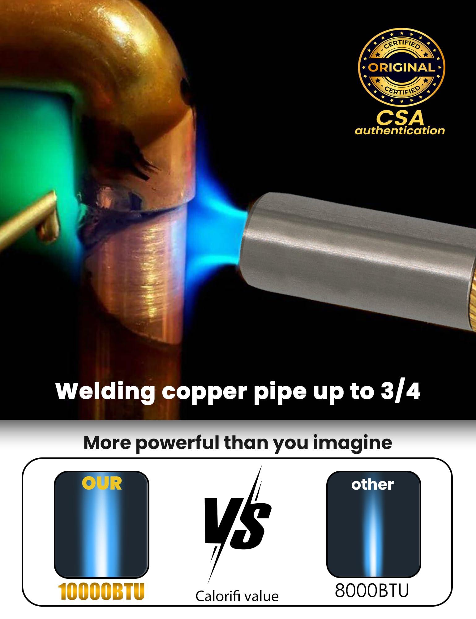 RTTOOA Propane Torch Head, GJ-8000pro High Intensity Torch Head, Trigger Start Gas Torch Kit for Propane, Pencil Flame Welding Torch Fuel by Mapp/Map/Propane, Soldering, Cooking（CSA Certified) - Image 4