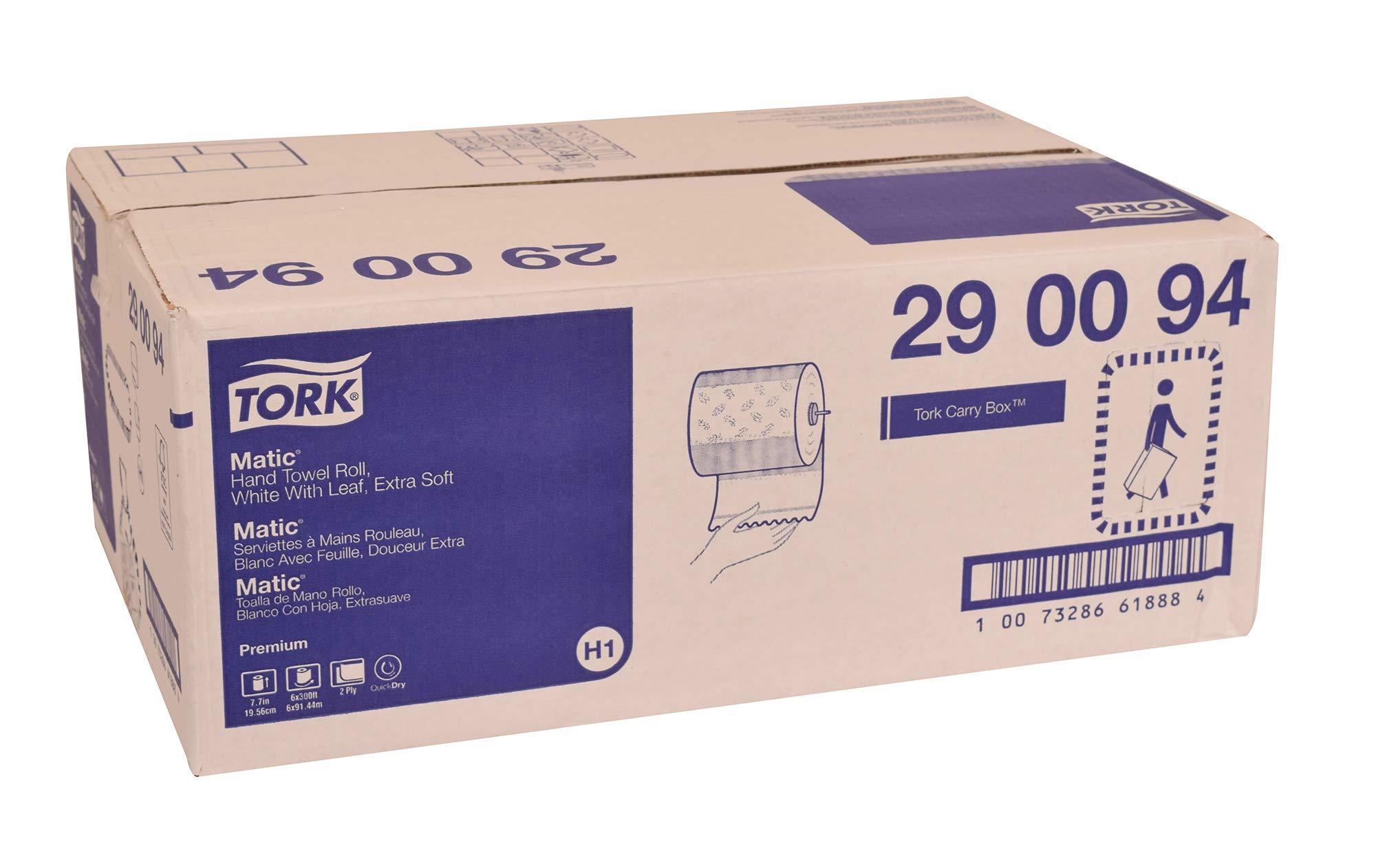 Tork Matic Extra Soft Paper Hand Towel Roll White with Blue Leaf H1, Premium, High Absorbency, 6 Rolls x 300 ft, 290094 - Image 6