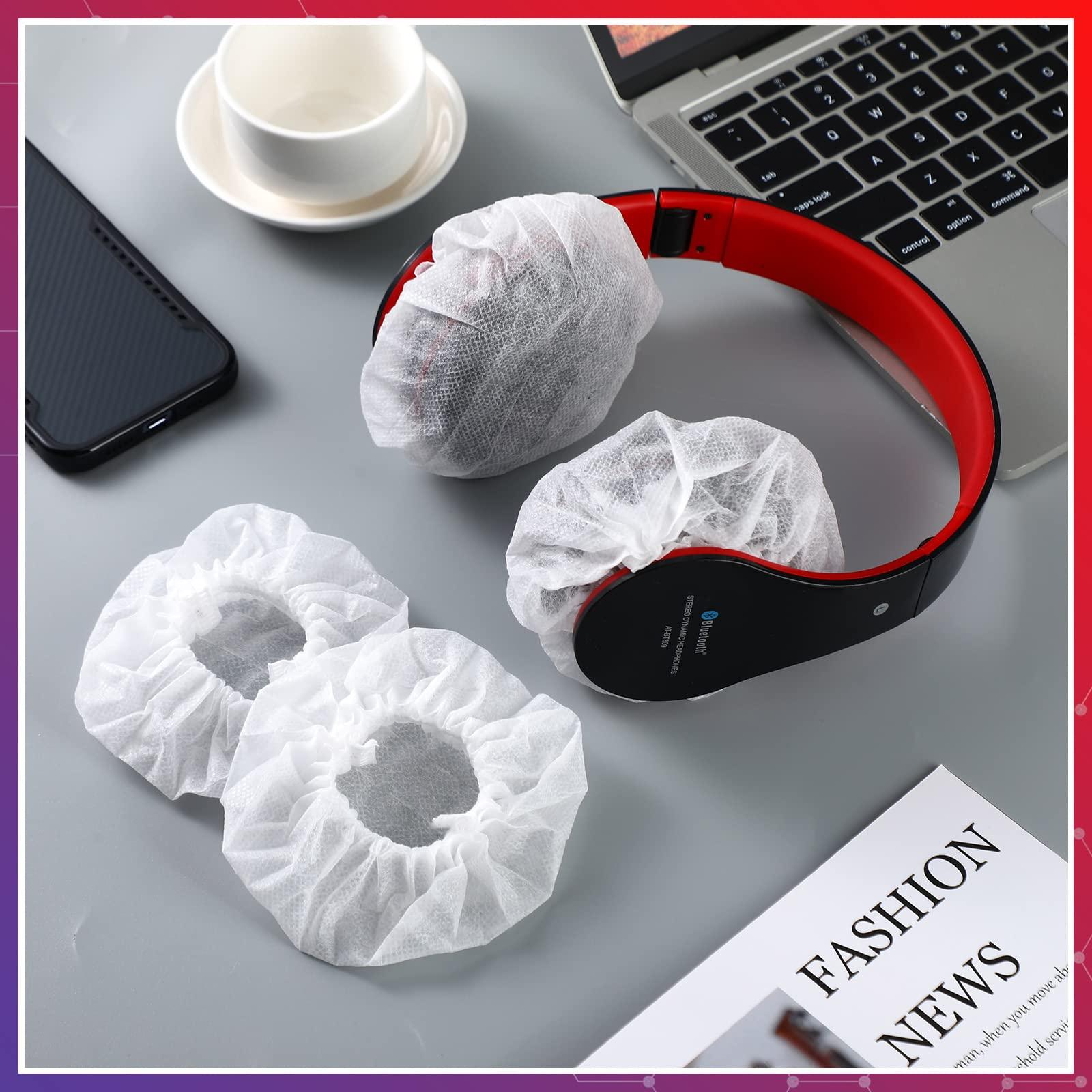 Hoteam 500 Pieces Disposable Earphone Covers Bulk, Non-Woven, Size 8-11 Cm, on Ear Headphones(White) - Image 2