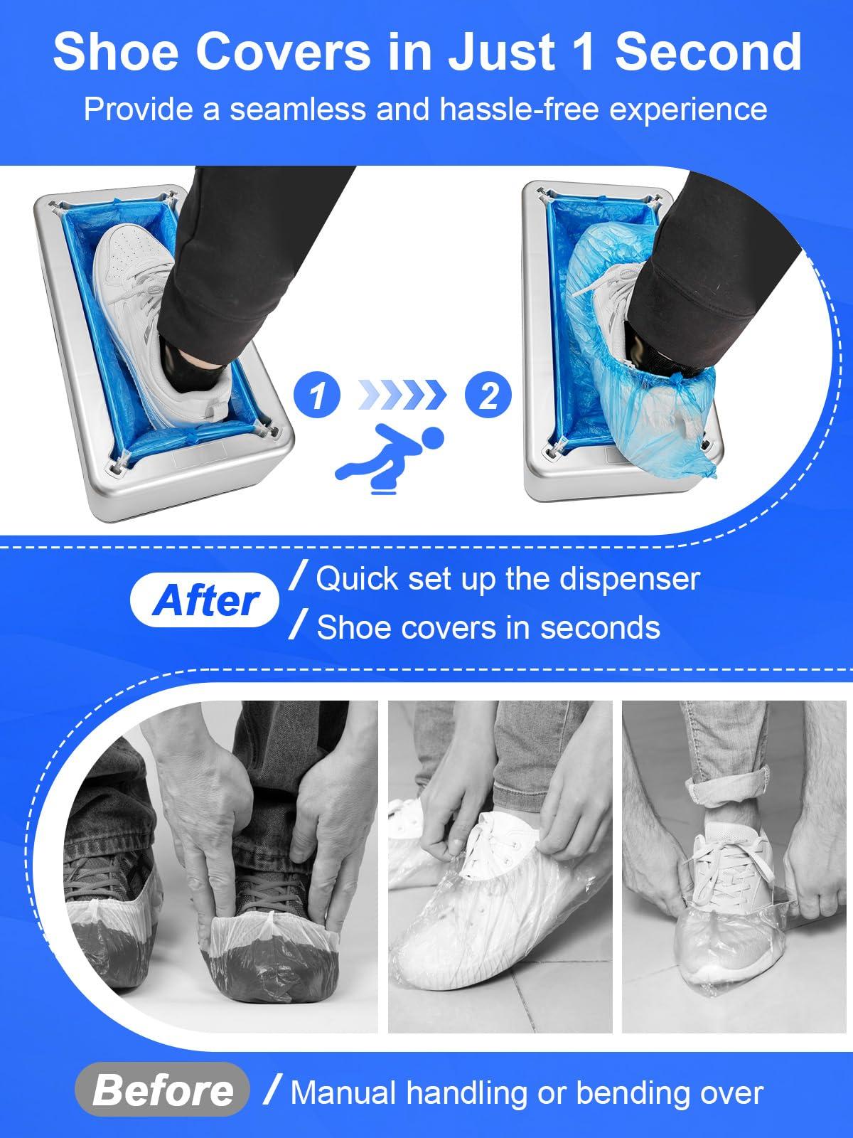 Shoe Covers Machine Automatic Shoe Cover Dispenser with 200pcs Disposable Plastic Shoe Cover for Home, Office, Supermarket, Factory, Hospital (Silver) - Image 4