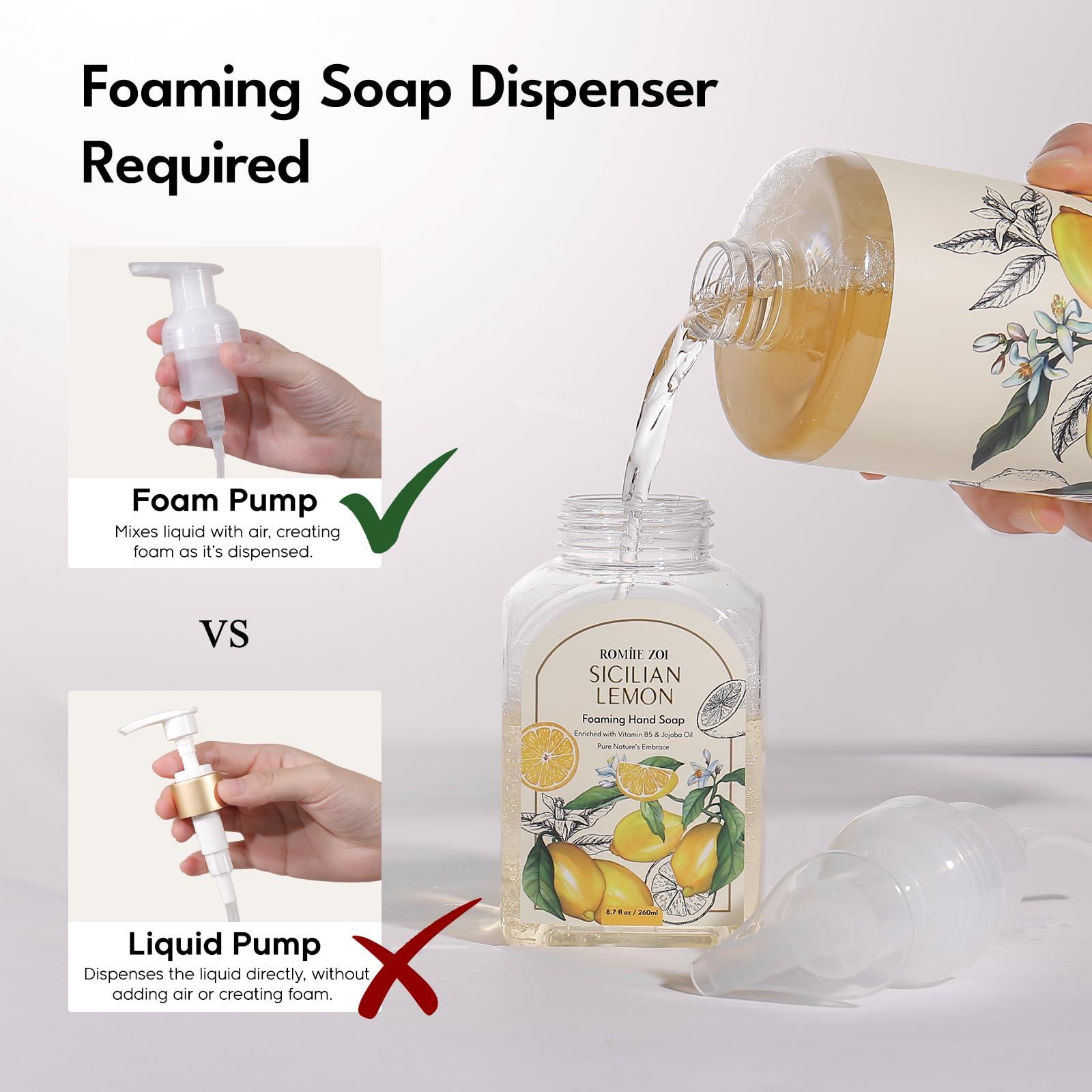 ROMIIE ZOI Wild Lemon Scented Foaming Hand Soap Refill Gift Set -3 Pack with Dispenser, Non-Toxic and Biodegradable Formula, Moisturizing with Essential Oil for Sensitive Skin (33.8 Fl Oz x 3) - Image 7