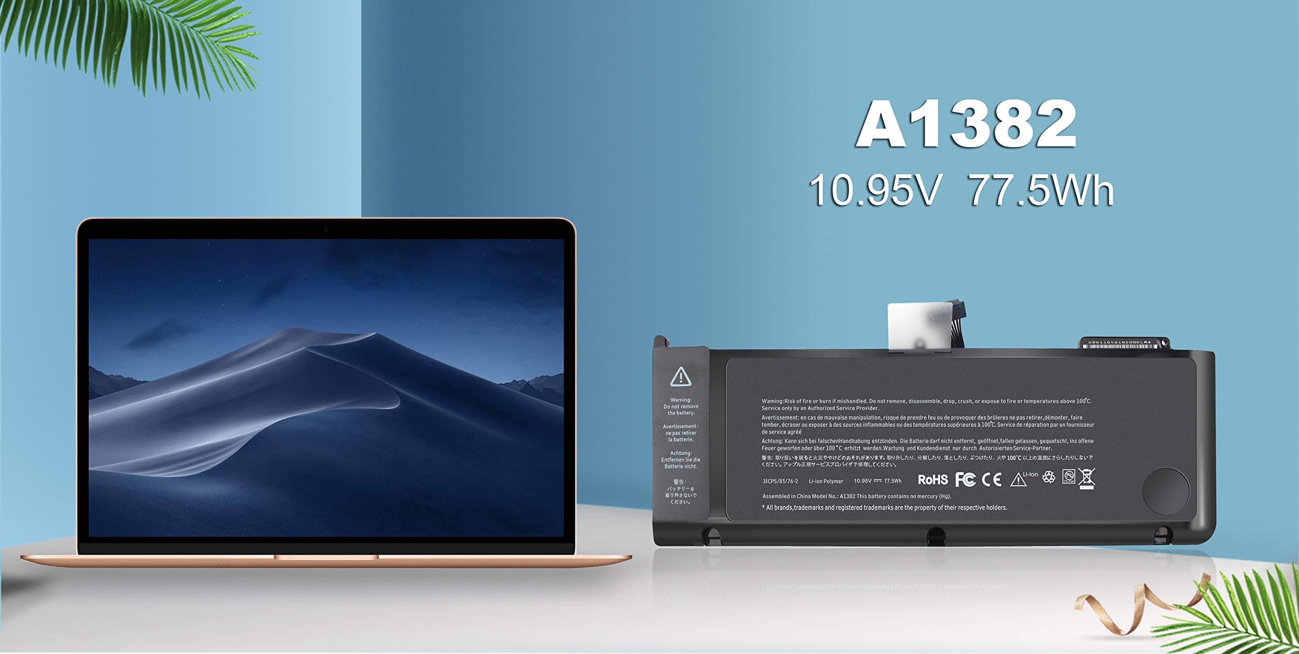 AN·GWEL A1382 Laptop Battery for MacBook Pro 15 inch (only for Early/Late 2011, Mid 2012) A1286 MC721LL/A MC723LL/A 661-5844 020-7134-A[10.95V 77.5WH] - Image 5