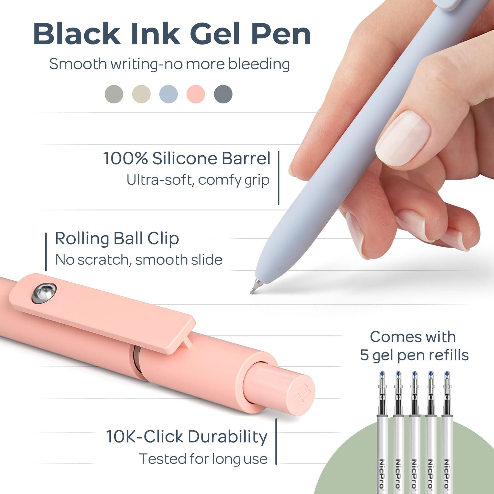 Nicpro 39 PCS Aesthetic School Supplies with Big Capacity Pen Case, 12 Color Pastel Highlighters, 5 Quick Dry Retractable Black Ink Pens, 6 Pastel Mechanical Pencil 0.5 & 0.7 mm for Student Stationary - Image 3