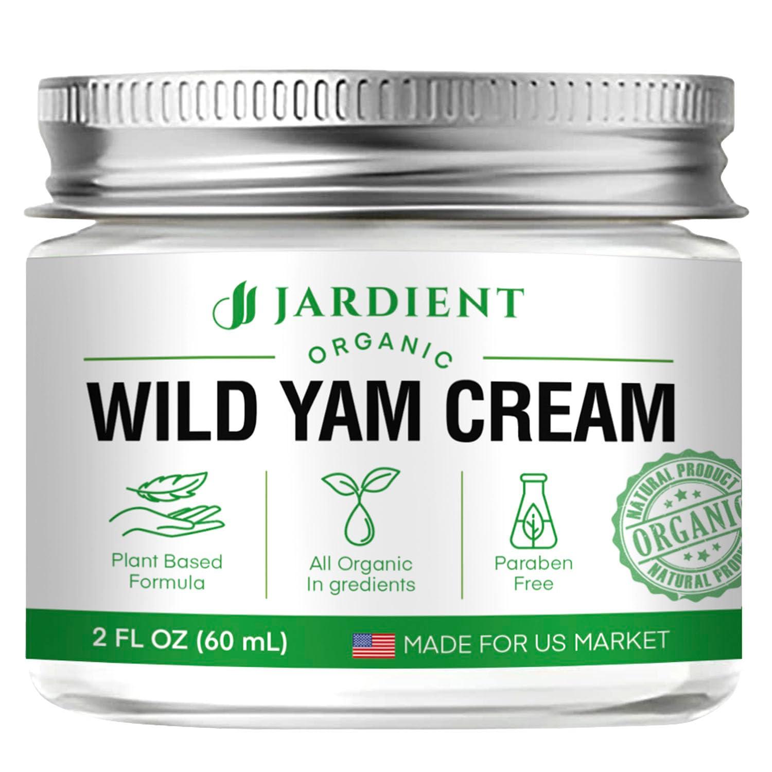 Jardient Wild Yam Cream Hormone Balance: Natural Organic Formula for Menopause Relief & Menstrual Support Like Hot Flashes Night Sweats -2 Oz