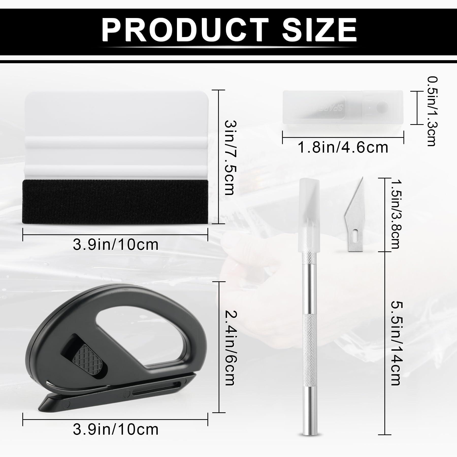 SINGARO Car Window Film Kit, 5PCS Car Glass Protective Window Tinting Privacy Film Tools, Vinyl Wrap Tools with Felt Squeegees, Detachable Knife, Extra Blades, Film Cutter - Image 2