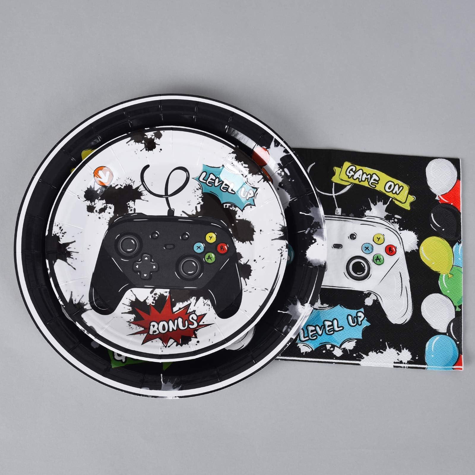 WERNNSAI Video Game Party Supplies - 48 PCS Watercolor Gaming Party Plates and Napkins Disposable Game Lovers Paper Plates Napkins for Boys Gamer Birthday Dinner Dessert Decorations Serves 16 Guests - Image 4