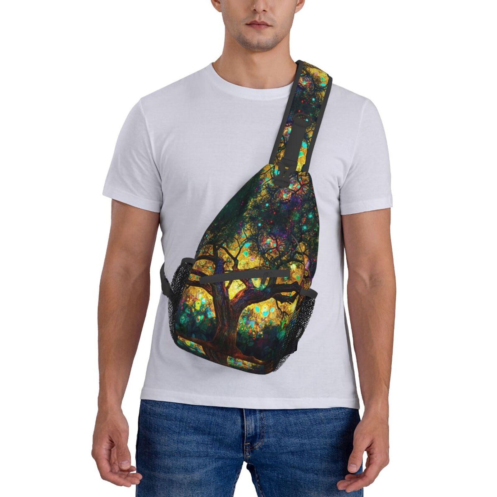 Mqtzyiwx Colorfully Colors Tree Sling Backpack Hiking Backpack Crossbody Bag Sports Lightweight And waterproof Chest Bag Shoulder Bag For Women Men - Image 7