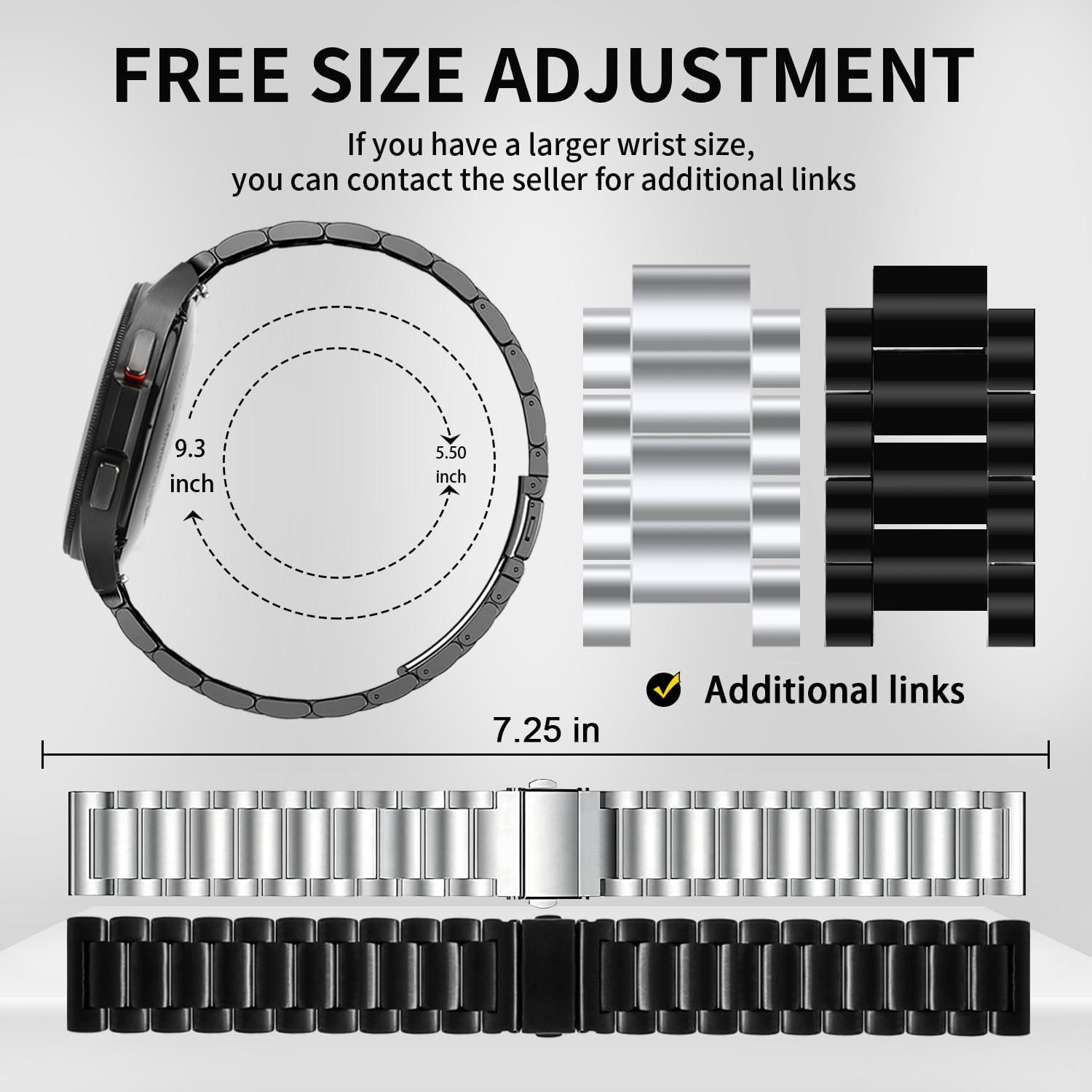 Compatible with Samsung Galaxy Watch 7 6 5 4 FE Band Pro Classic Active 2 40mm 44mm 43mm 47mm 45mm 42mm 46mm 20mm Galaxy Watch 3 Band 41mm Men Women Metal Elegant Casual Business Stainless Steel - Image 4