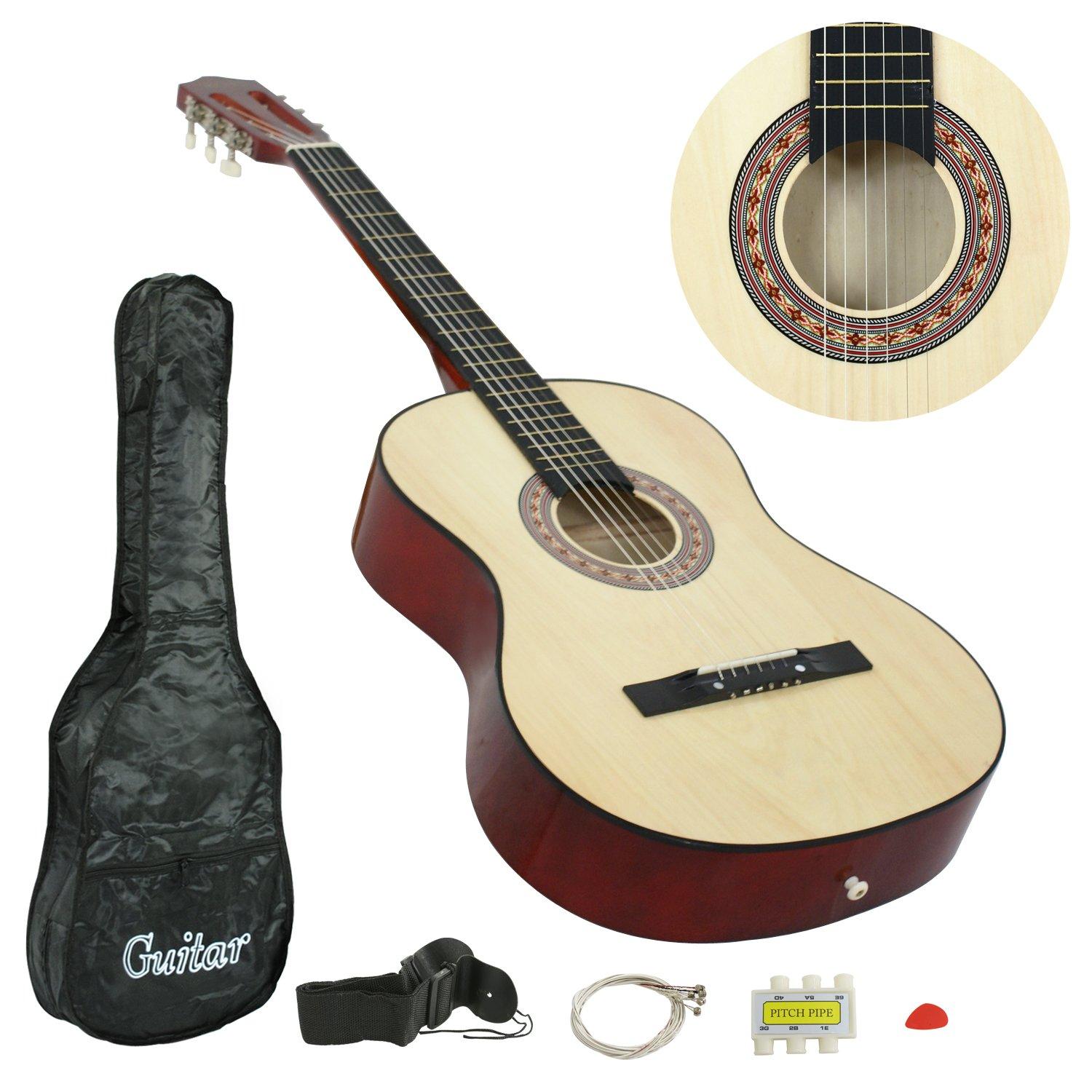 ZENY 38" New Beginners Acoustic Guitar With Guitar Case, Strap, Tuner and Pick (Natural) - Image 6