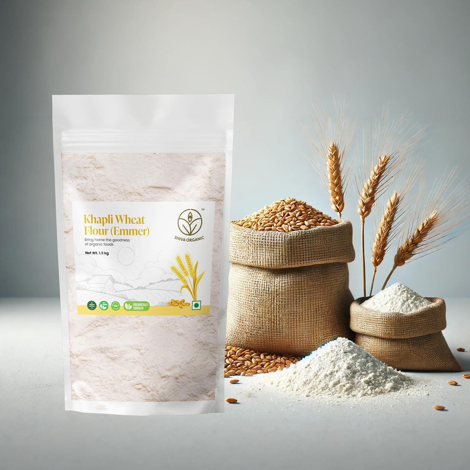 Shiva Organic Khapli Wheat Atta - 1.5 kg | Emmer Wheat Flour | High Fiber, Low Gluten, Ancient Grain with Abundant Bran - Image 4