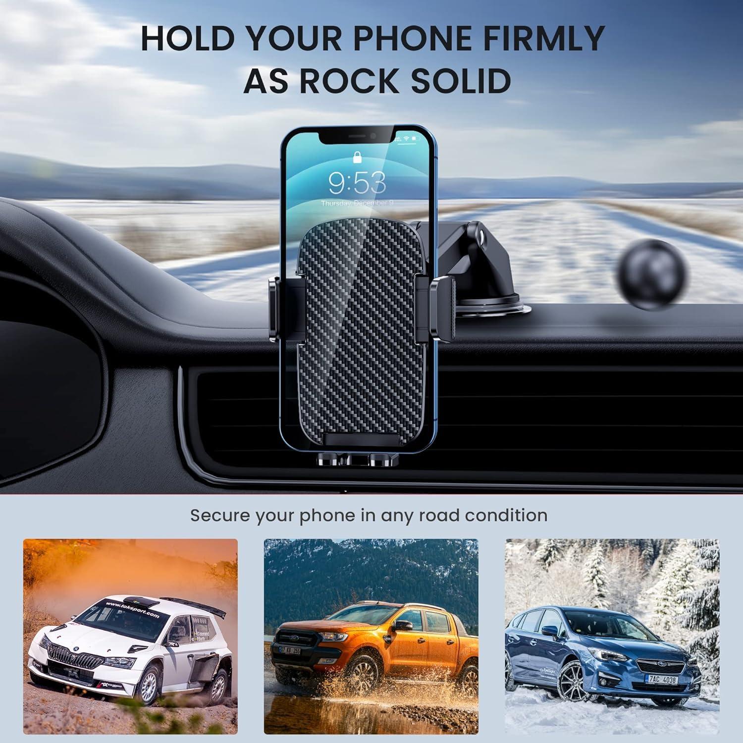 TICILFO Car Phone Holder [Military-Grade Suction] Phone Stand for Car [Super Stable] Automobile Car Mount for iPhone Universal Accessories Air Vent Dashboard Windshield Mount Fit All iPhone Smartphone - Image 6