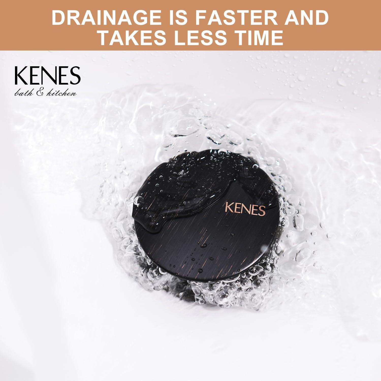 KENES Oil Rubbed Bronze Bathroom Vessel Pop Up Sink Drain, Vanity Faucet Sink Drain Stopper, Sink Drain Assembly Without Overflow Anti Clog Pop Up Drain - Image 6