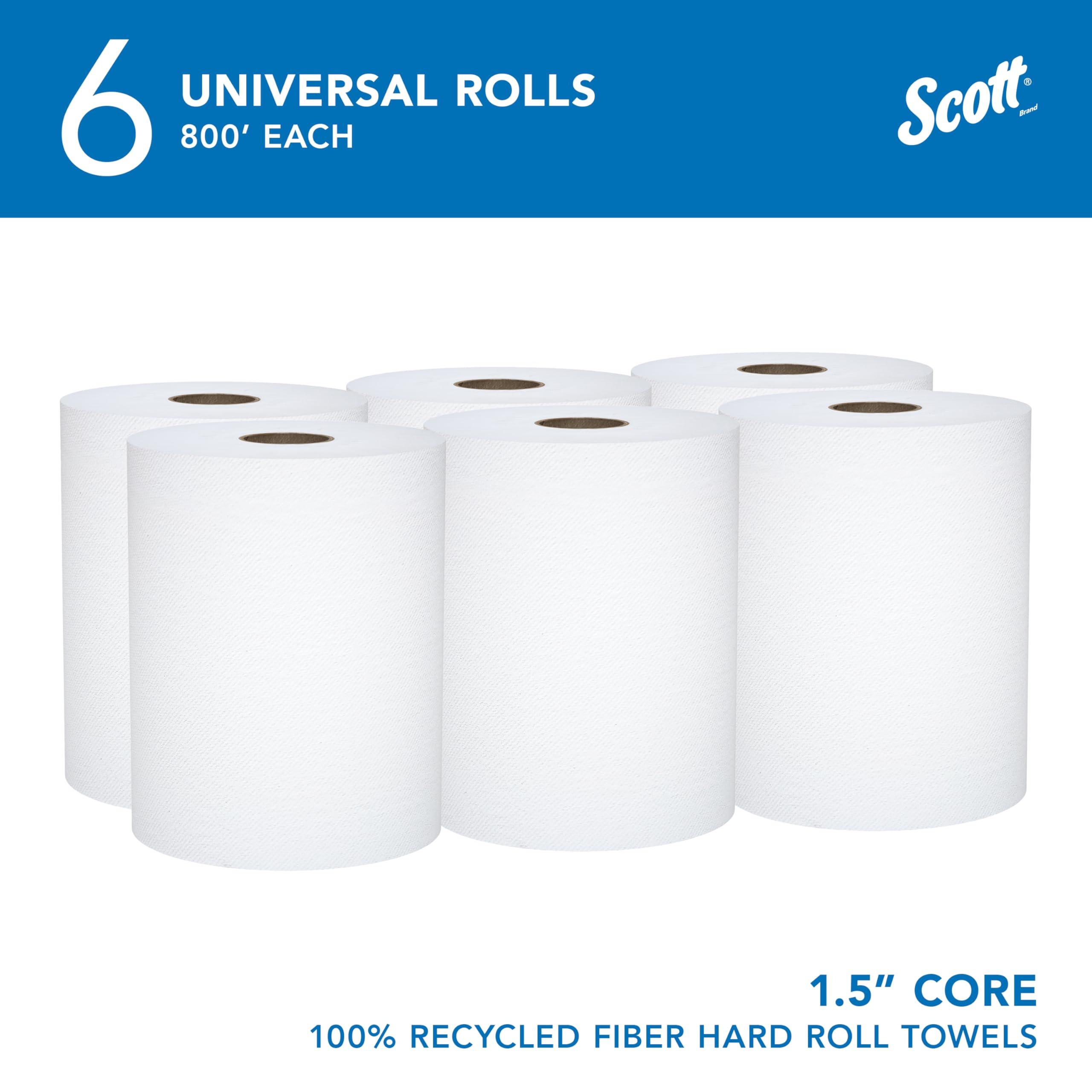 Scott Professional Universal 100% Recycled Fiber Hard Roll Paper Towels, Bulk (56158), 1.5" Core, Absorbency Pockets, Compressed, White (6 Rolls at 800' Each, 4,800'/Case) - Image 2