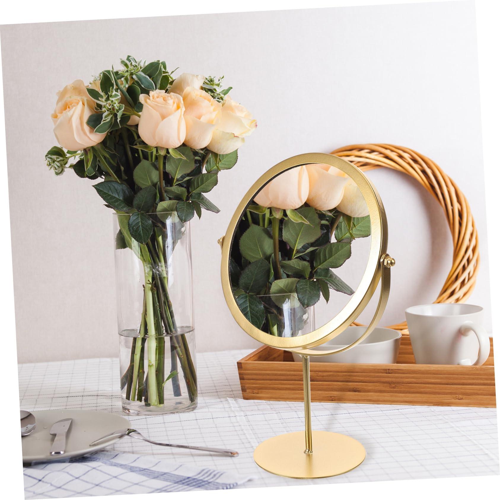 Cabilock Decorative Makeup Mirror Gold Magnifying Desk Mirror Sturdy Home Table - Image 2
