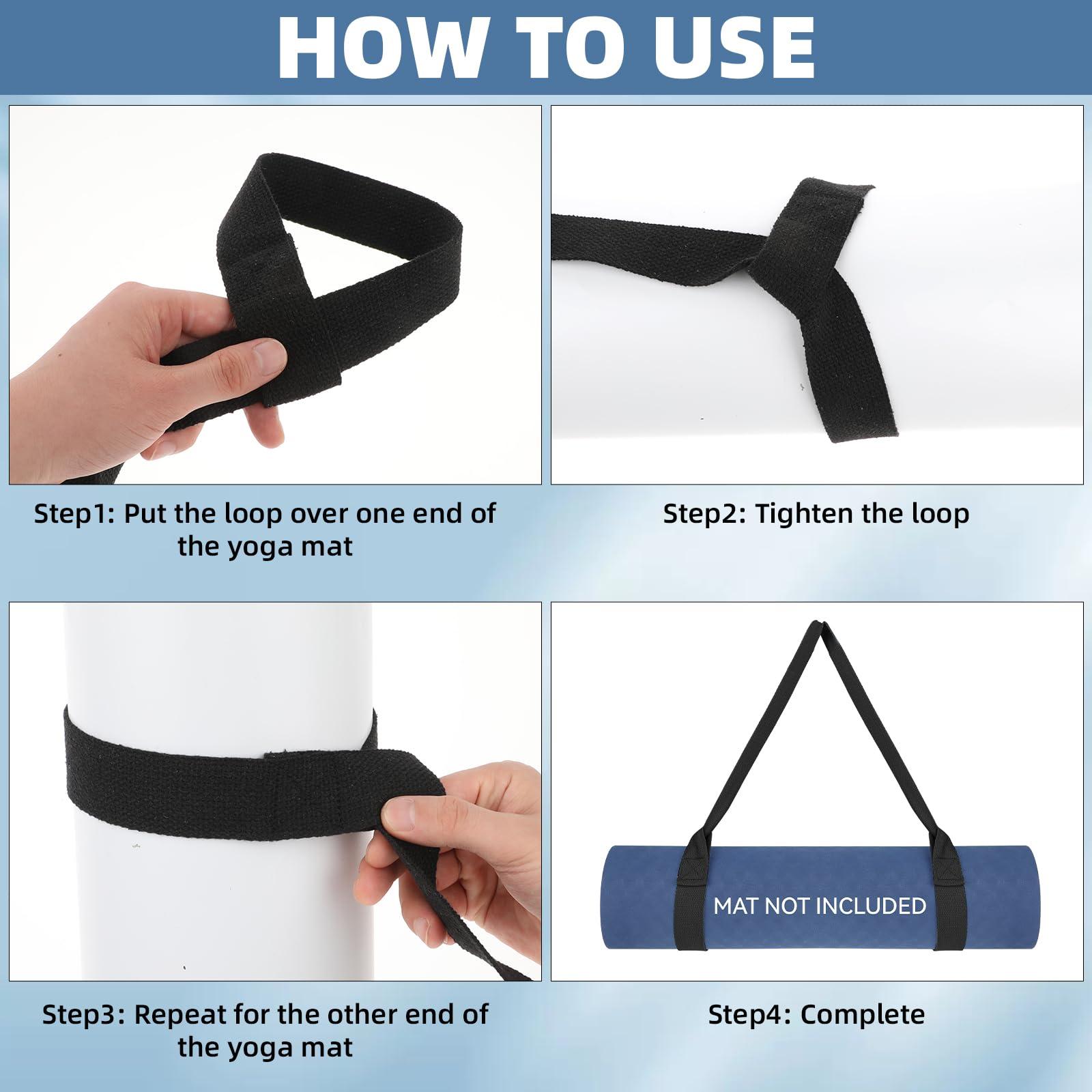Black Yoga Mat Straps, Yoga Strap for Carrying Mat Multi-purpose Yoga Mat Holder Sling Adjustable Straps Yoga Mat Holder Sling for Most Size Mats (Yoga Mat Not Included) - Image 3