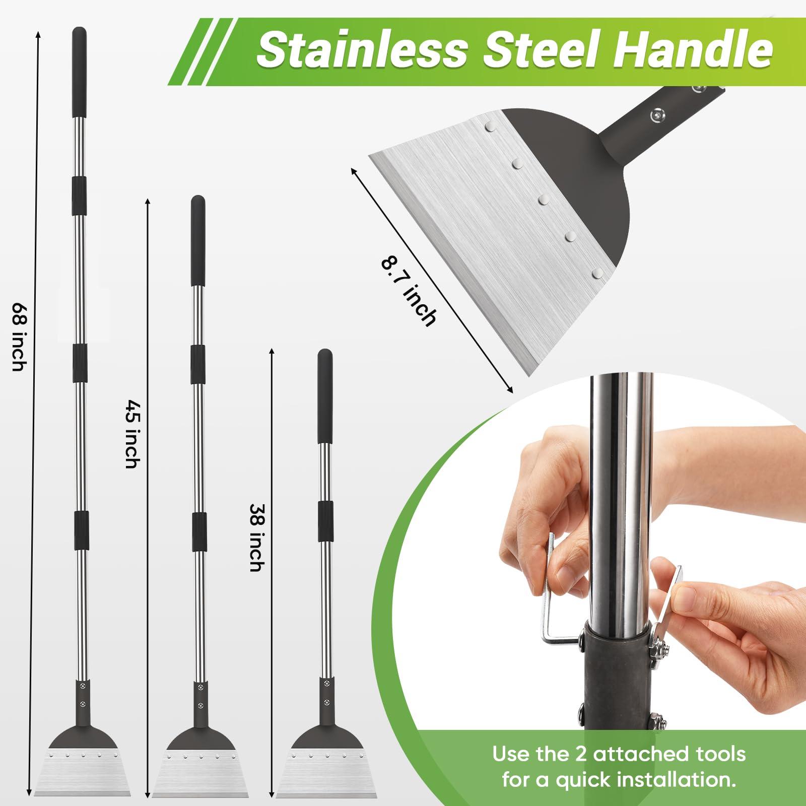 Multifunctional Flat Shovel - Heavy Duty Snow Shovel & Ice Scraper with Long Stainless Steel Handle, Garden Weed Spade for Digging & Lawn Edging - Image 2