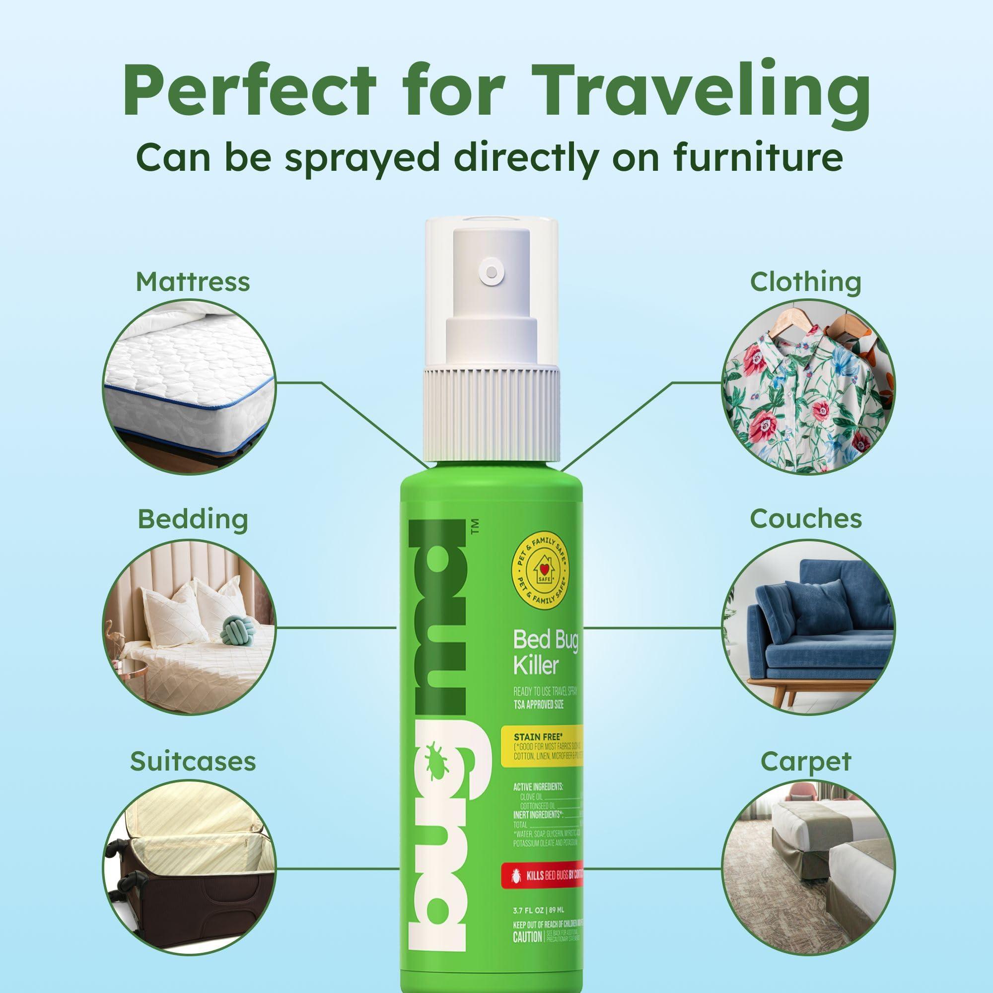 BugMD Bed Bug & Mite Spray - TSA Approved 3 oz - Child & Pet Safe, Stain & Odor Free - Lice, Tick, Fly, Mosquito, Flea, Dust Mite Treatment - Travel Essential for Hotels, Suitcases, Backpacks, Shoes - Image 4