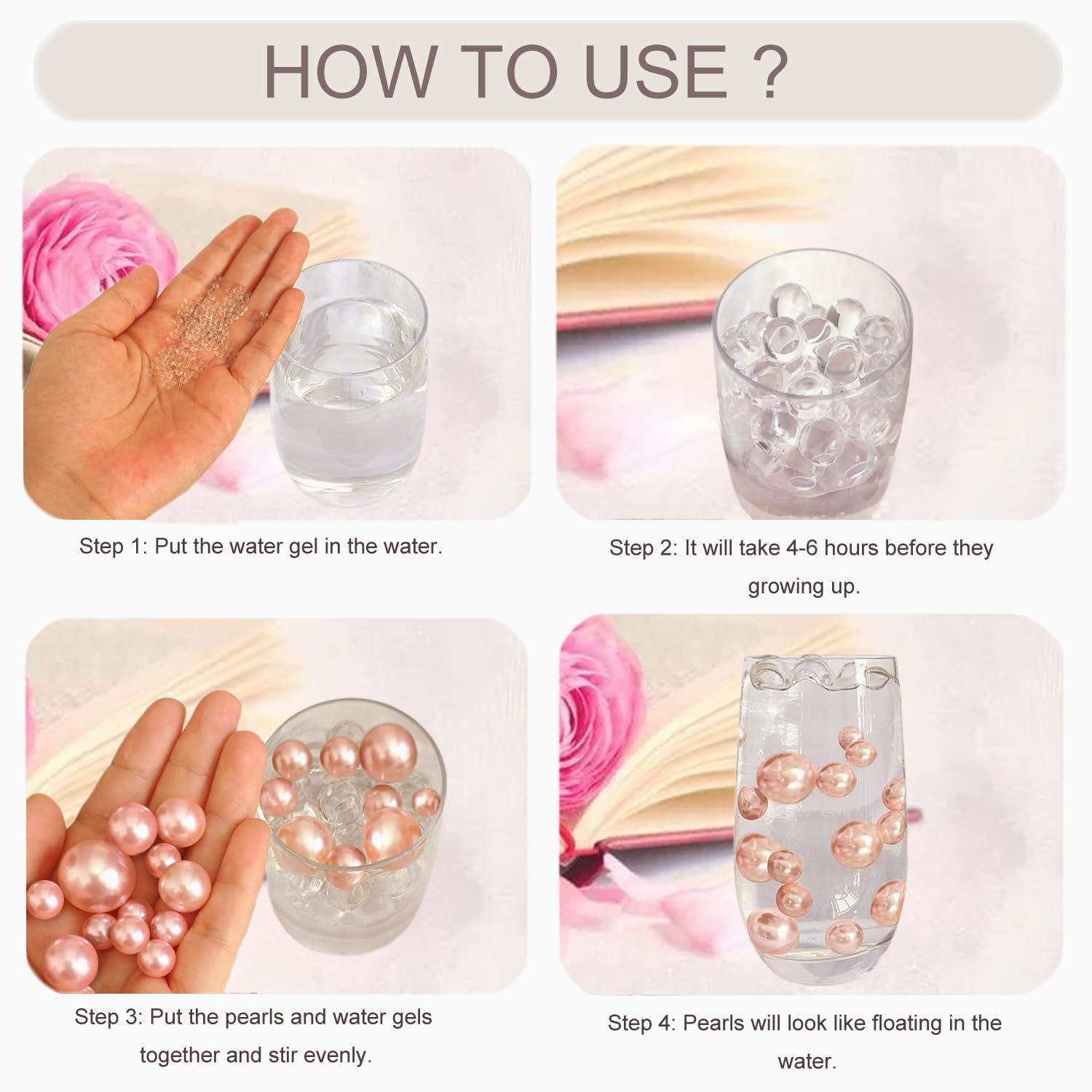 GLBYUNN Pearl Beads for Vase Filler 160 Pieces No Hole Makeup Pearls Beads for Brushes Holder for Home Wedding Christmas Decor, 10/14/20mm(Rose Gold) - Image 4