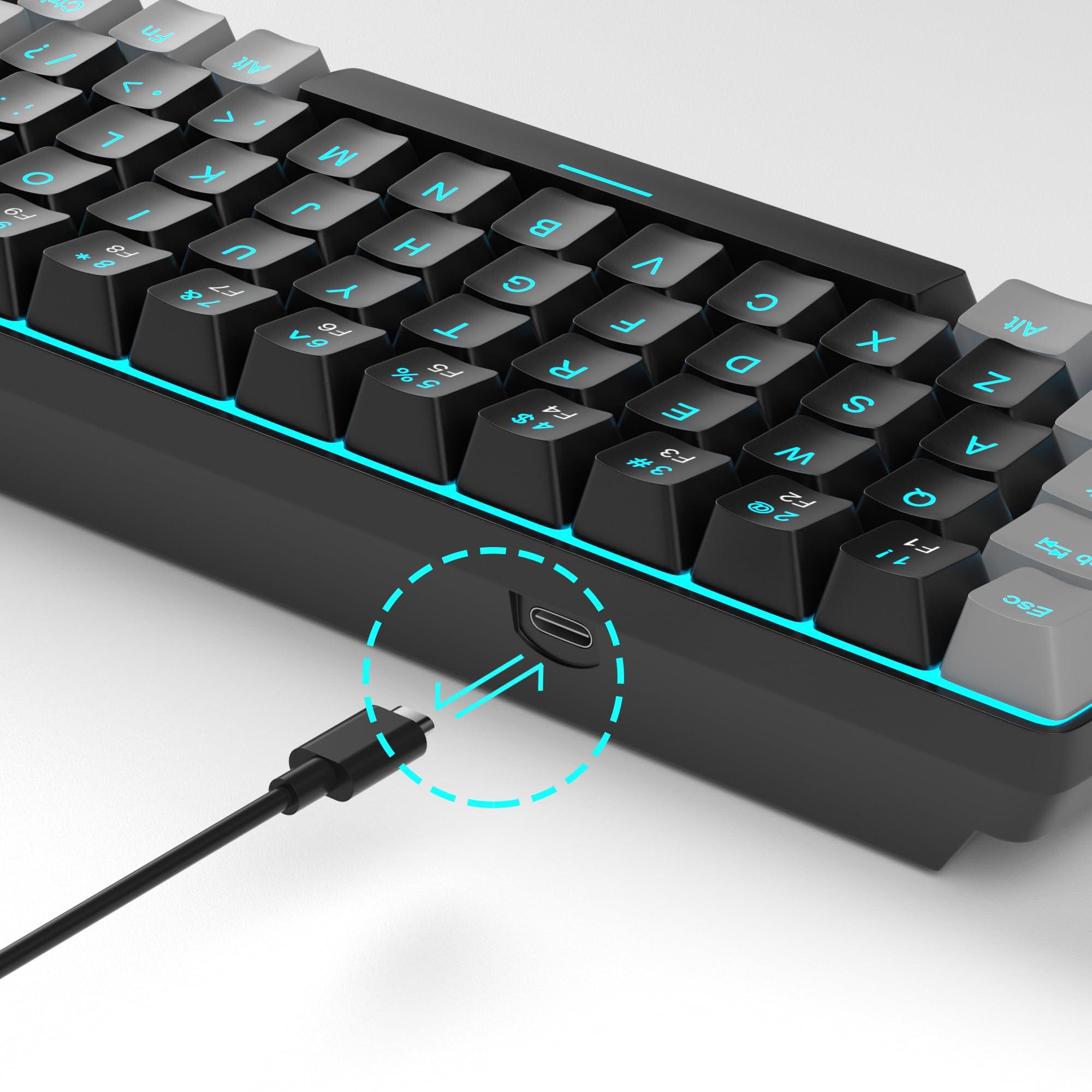 MageGee Portable 60% Mechanical Gaming Keyboard, MK-Box LED Backlit Compact 68 Keys Mini Wired Office Keyboard with Red Switch for Windows Laptop PC Mac - Black/Grey - Image 7