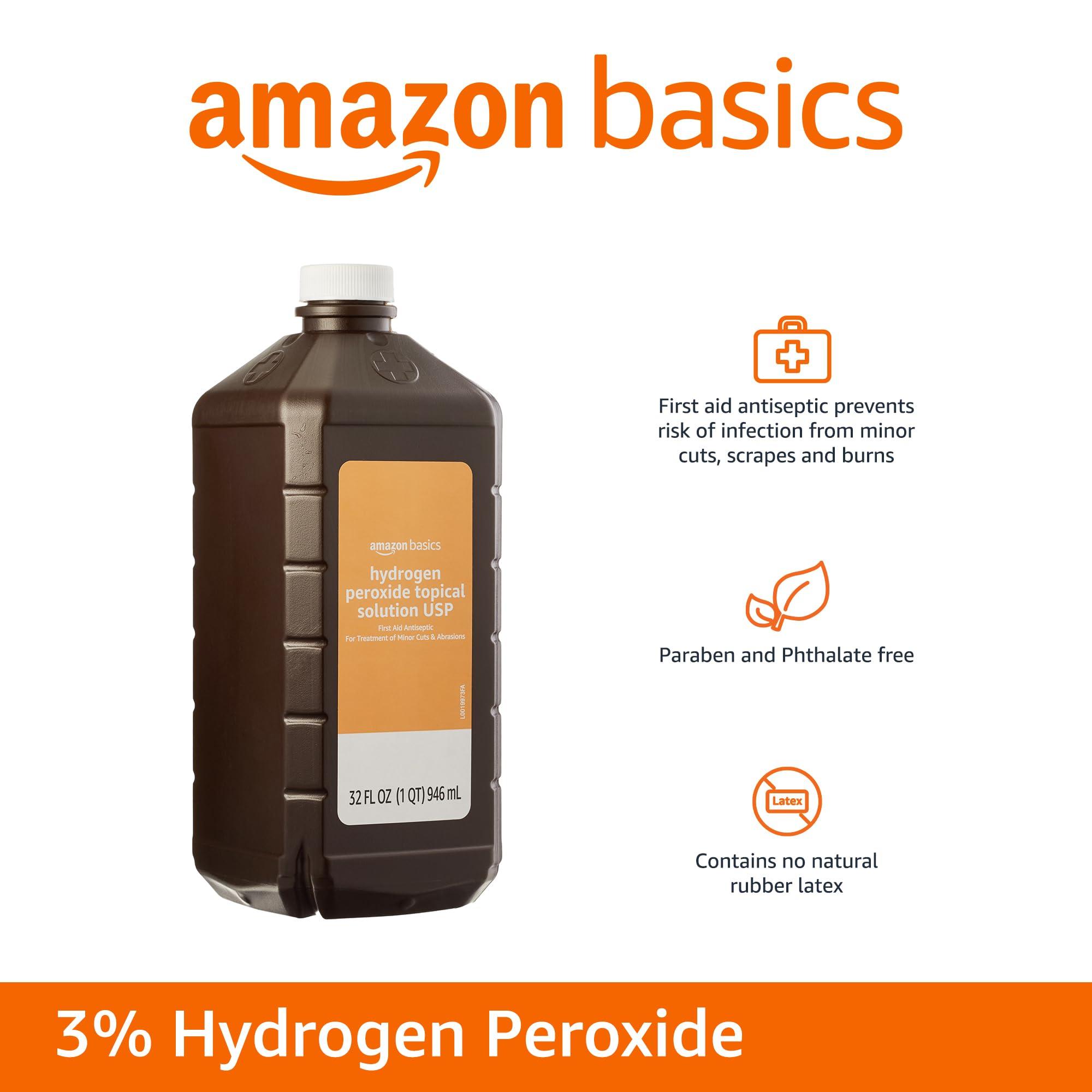 Amazon Basics Hydrogen Peroxide Topical Solution USP, First Aid Antiseptic for Cuts, Scrapes and Wound Disinfection, Pack of 1, 32 fl oz - Image 3
