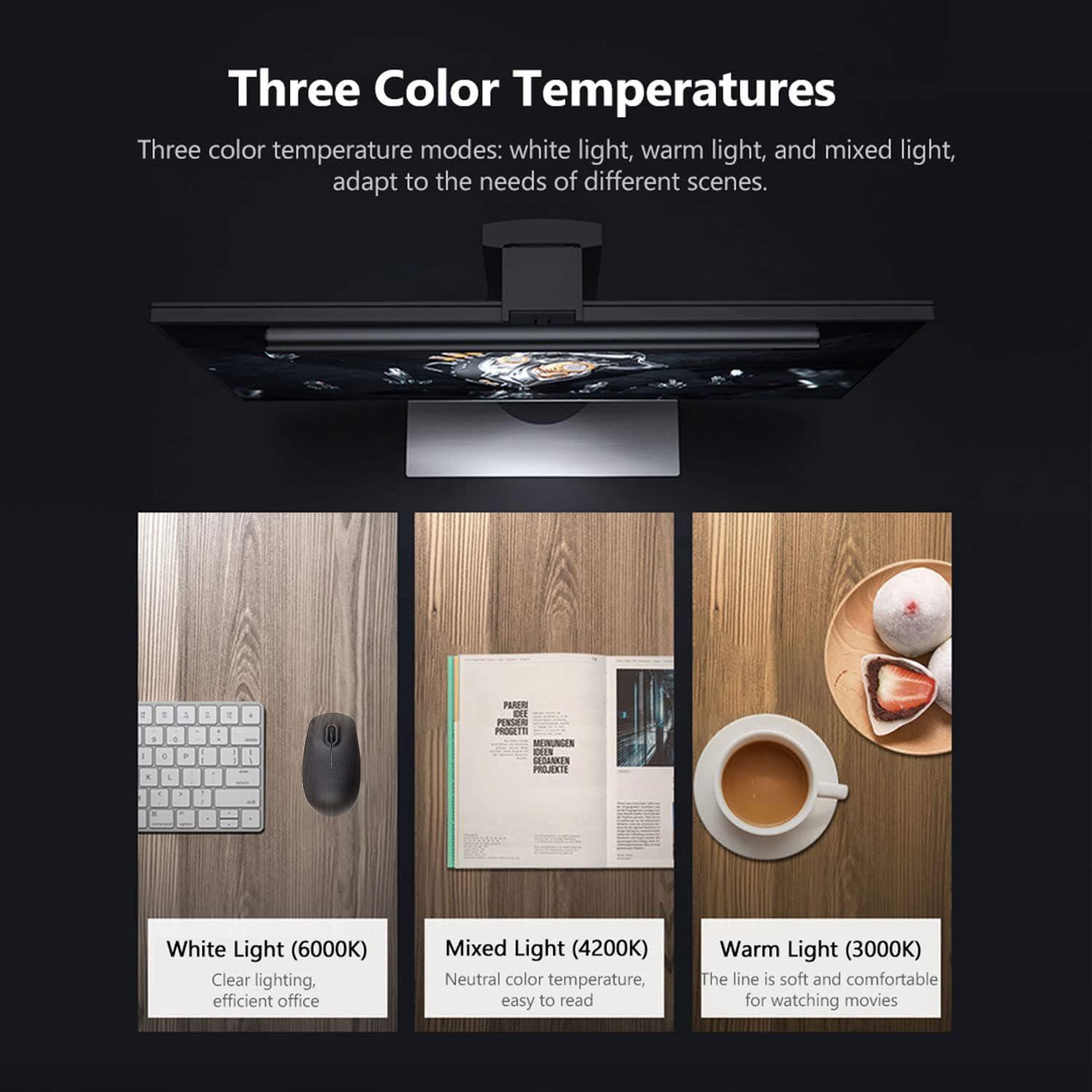 Computer Monitor Light Bar,Wireless Remote Control Multiple Screen lamp Dimmer Switch,USB Powered, E-Reading LED Hanging Light,for Office/Home, Brightness/Color Temperature Adjustment - Image 6