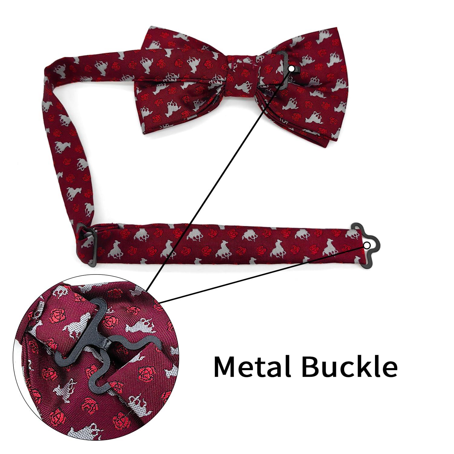 KOOELLE Black Bow Ties For Men Horseshoe Jacquard Bow Tie Horse Racing Festival bowtie Party - Image 5