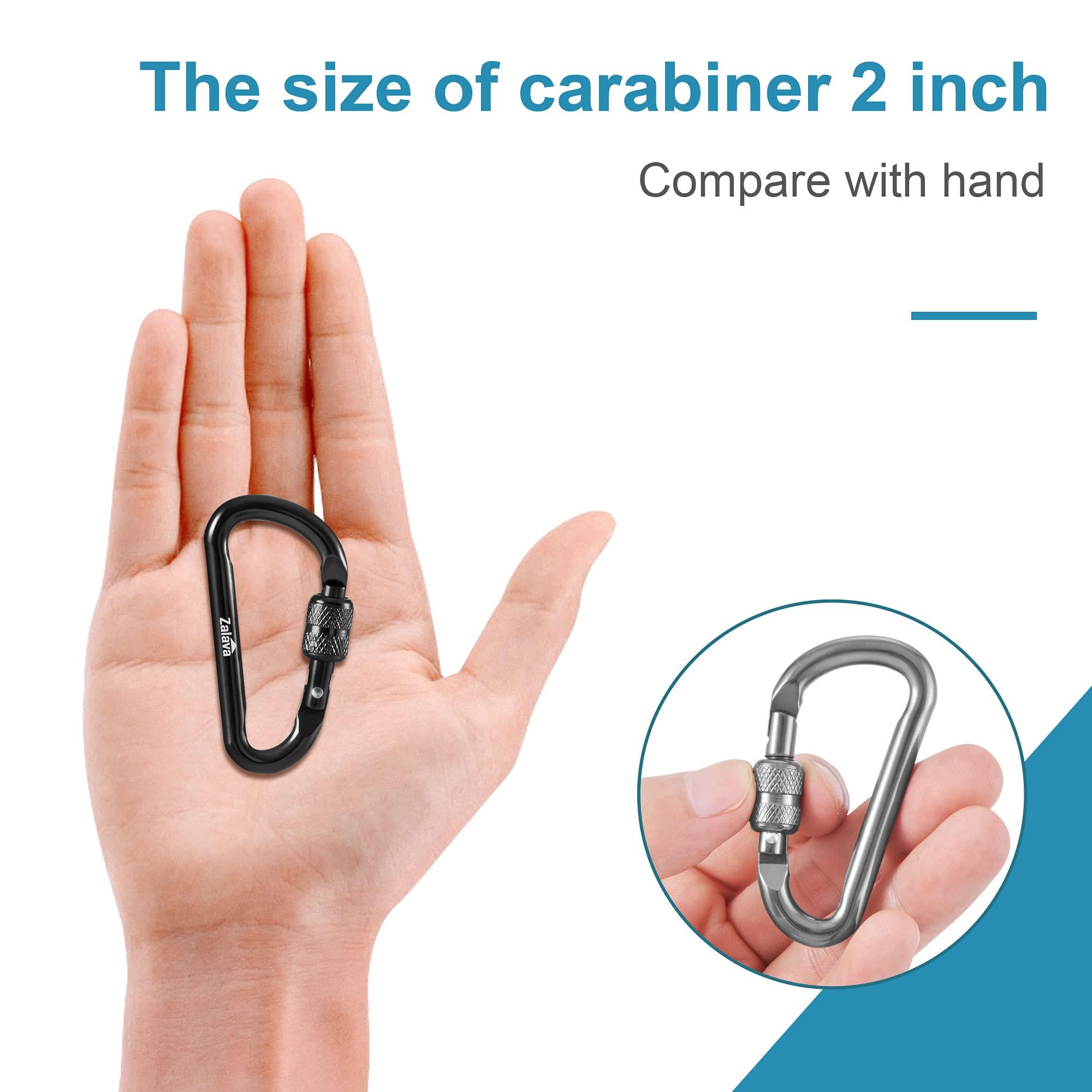 Zalava 6pcs 2”D-Clip Durable Locking Carabiner Keychain Clip with Hook - Image 3
