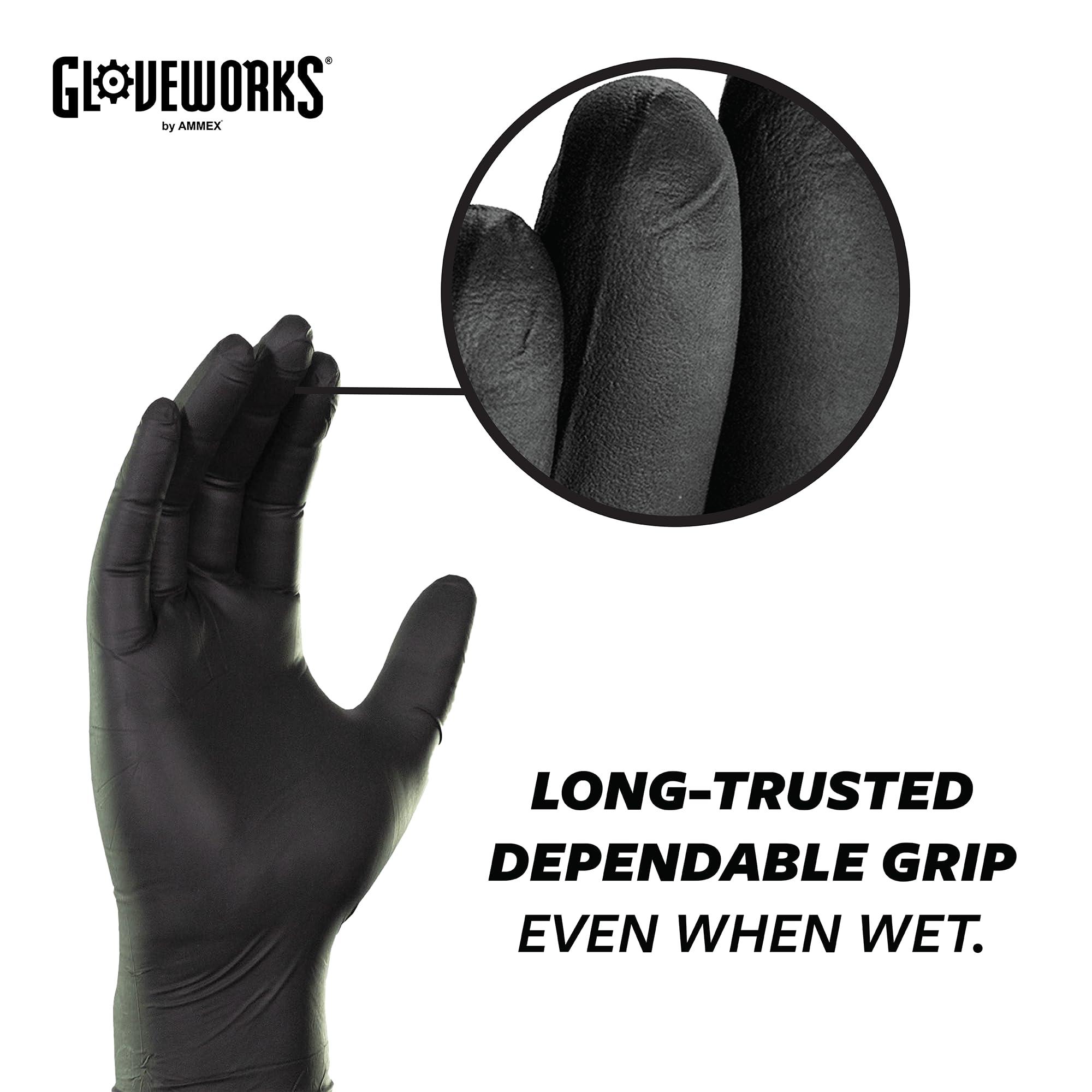 GLOVEWORKS Black Disposable Nitrile Industrial Gloves, 5 Mil, Latex & Powder-Free, Food-Safe, Textured - Image 4