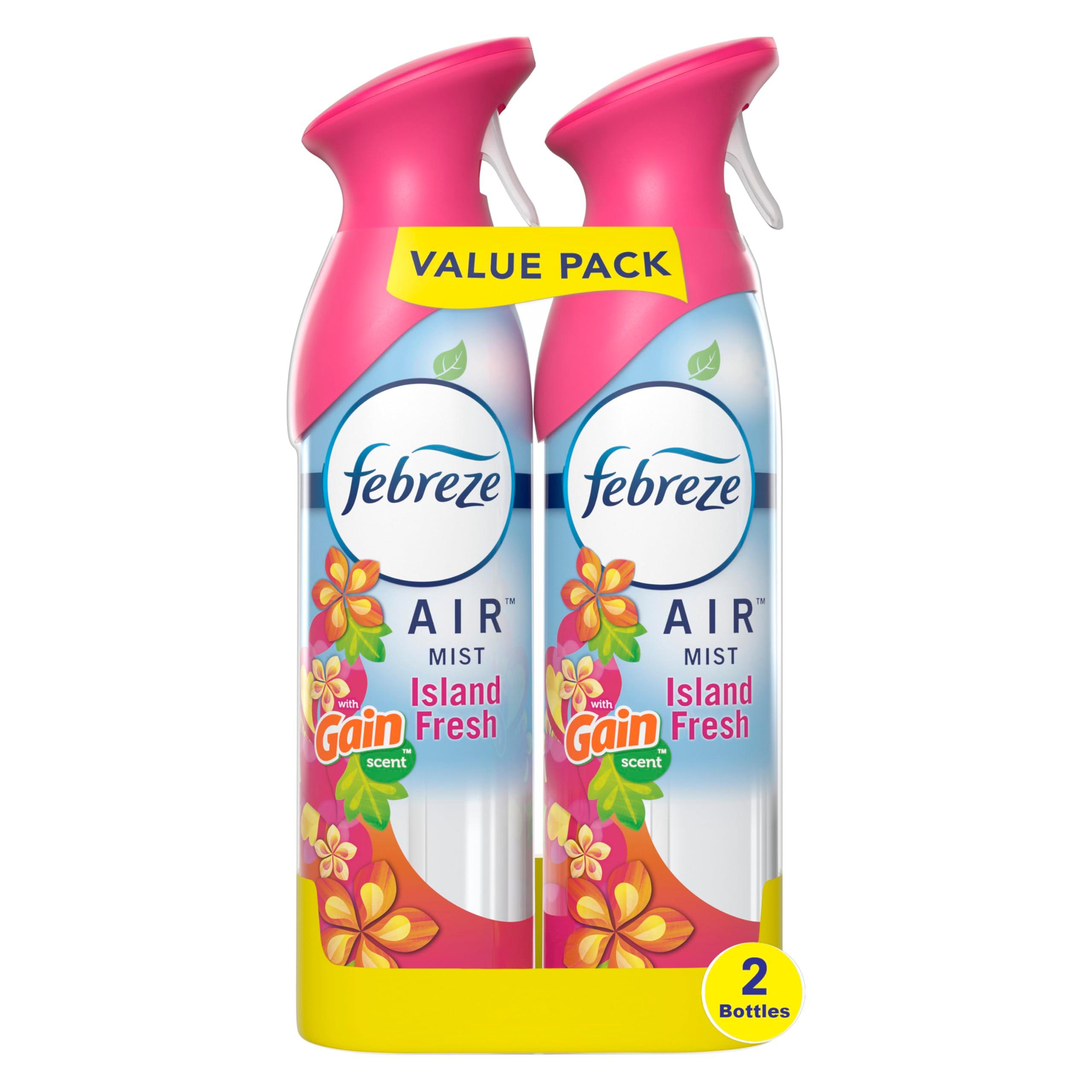 Febreze Air Mist Air Freshener Spray, Odor-Fighting Room Spray, Air Fresheners for Home and Bathroom and Kitchen, Aerosol Can, Gain Island Fresh Scent, 8.8oz, 2 Count