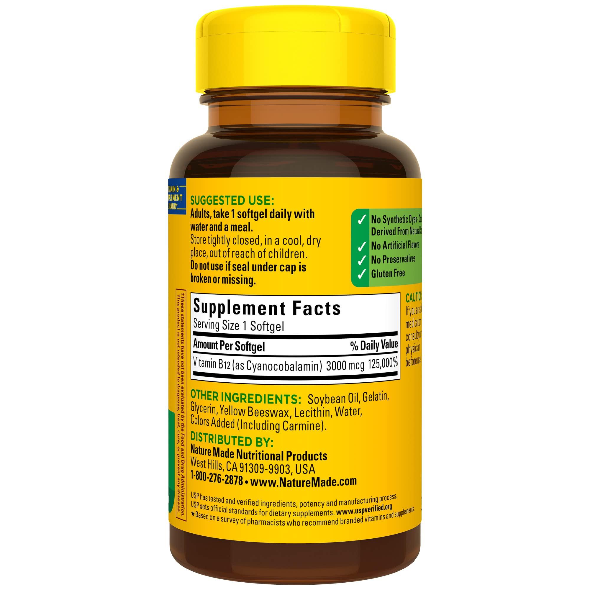 Nature Made Extra Strength Vitamin B12 3000 mcg, Dietary Supplement for Energy Metabolism Support, 60 Softgels, 60 Day Supply - Image 9